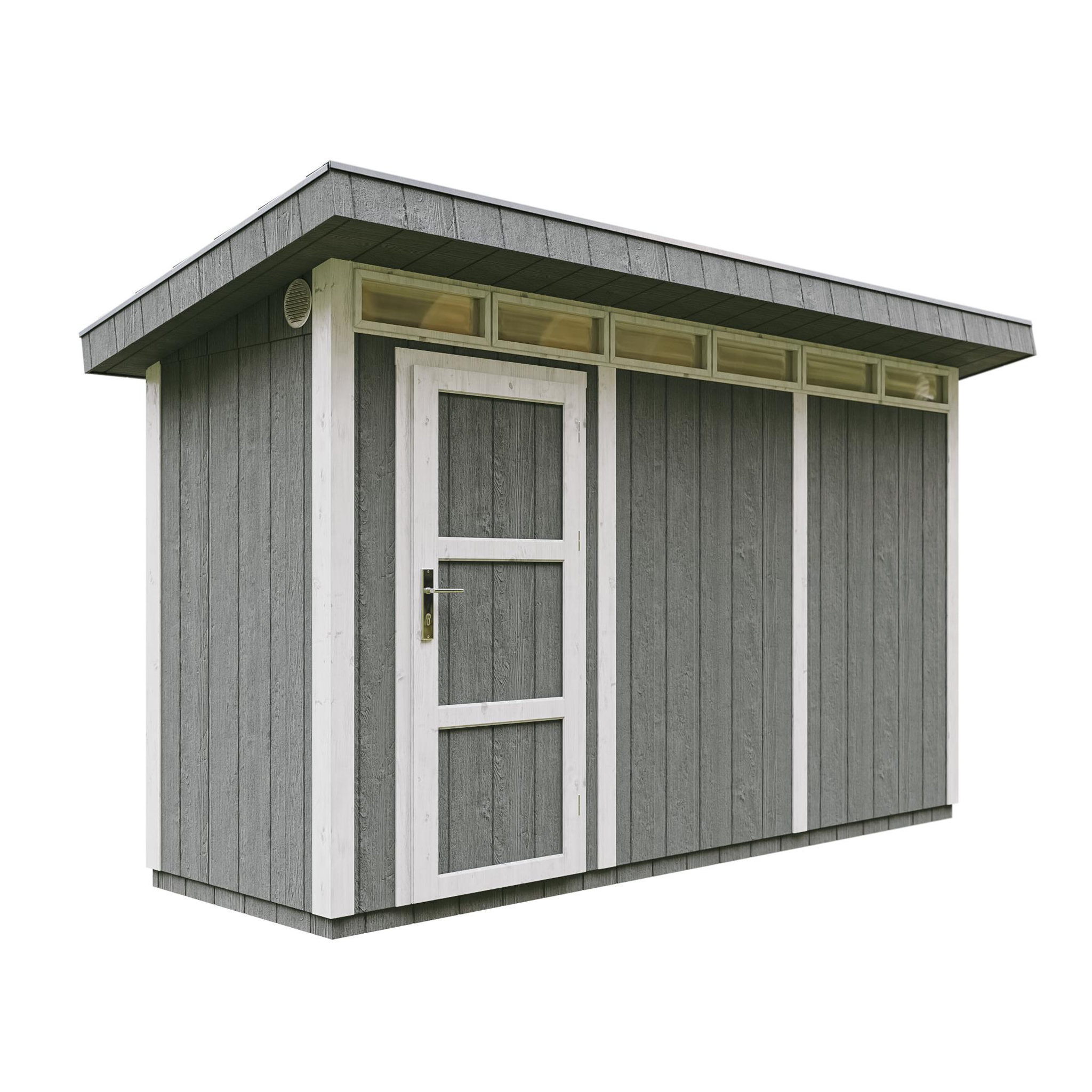 Voir la diapositive 1 : TIMBELA Abri de Jardin Qualité Premium 4m² /L161xL412xH239 cm avec sol, bardeaux bitumineux M902