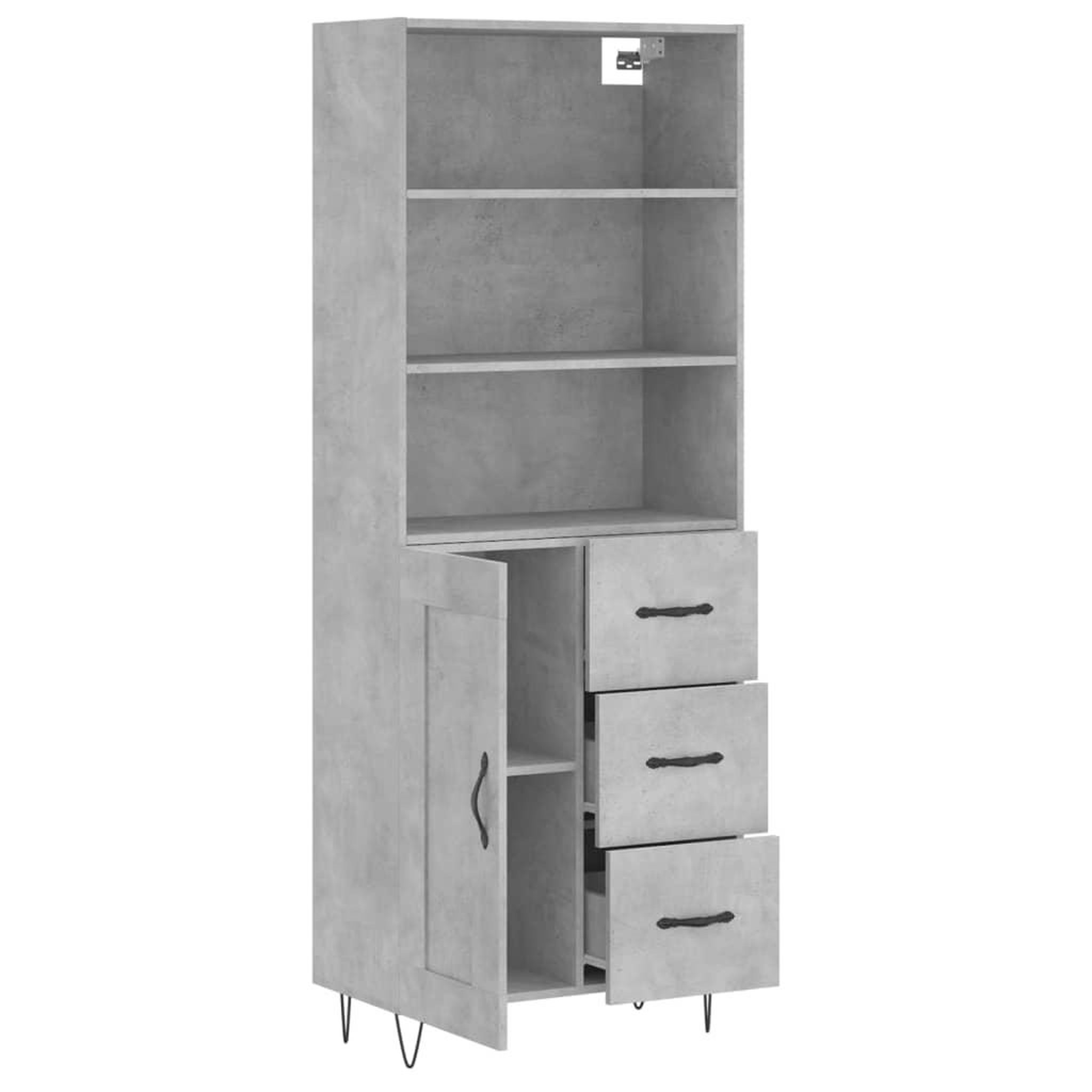 Voir la diapositive 4 : VIDAXL Buffet haut Gris beton 69,5x34x180 cm Bois d'ingenierie