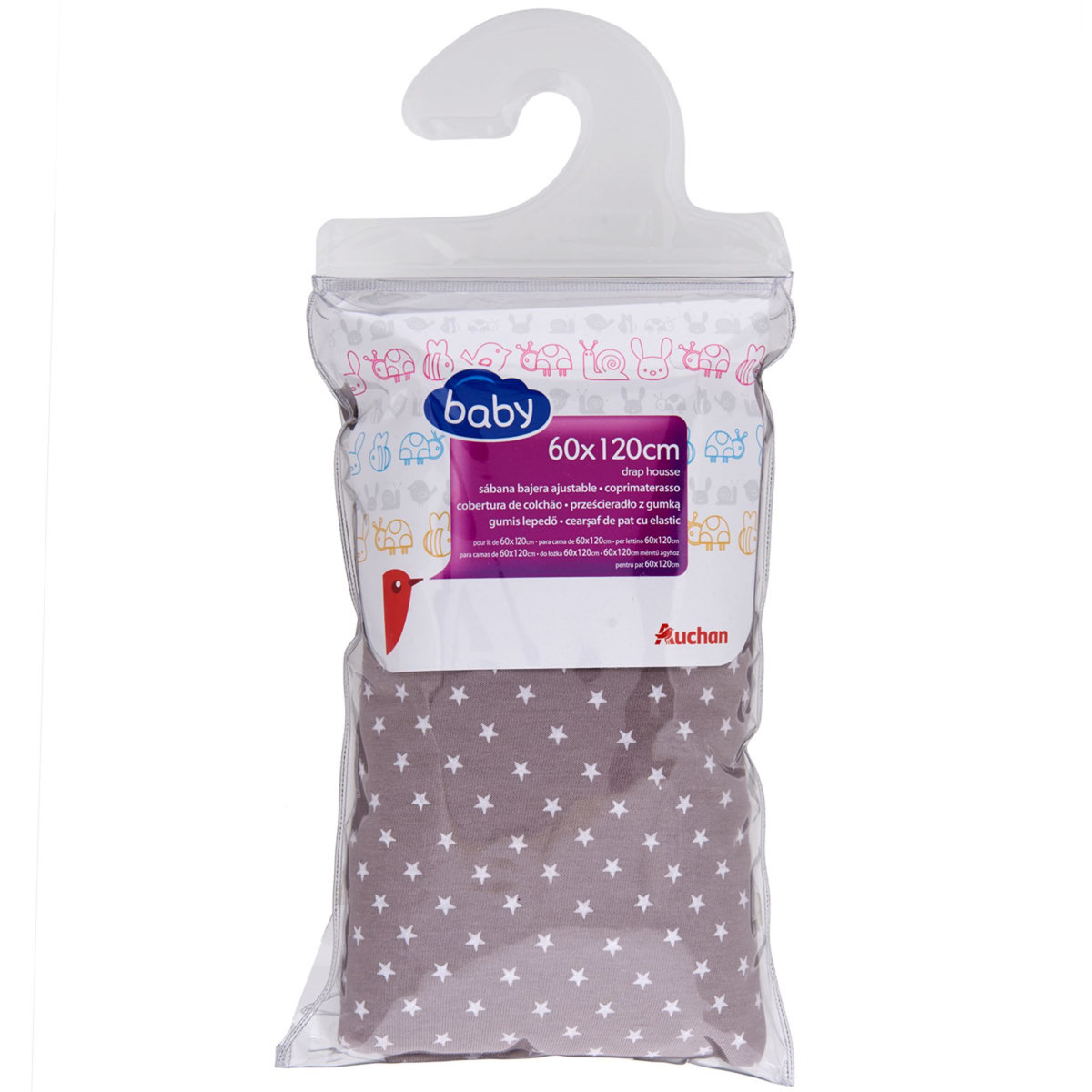 AUCHAN BABY Draps Housse Jersey étoiles 60x120 cm