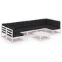Voir la diapositive 2 : VIDAXL Salon de jardin avec coussins 8 pcs blanc bois de pin massif