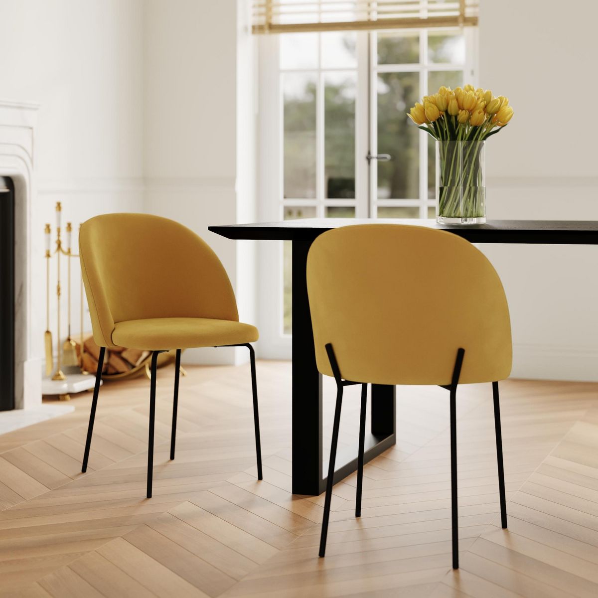Rendez vous déco Lot de 2 chaises en velours jaune moutarde - Karl