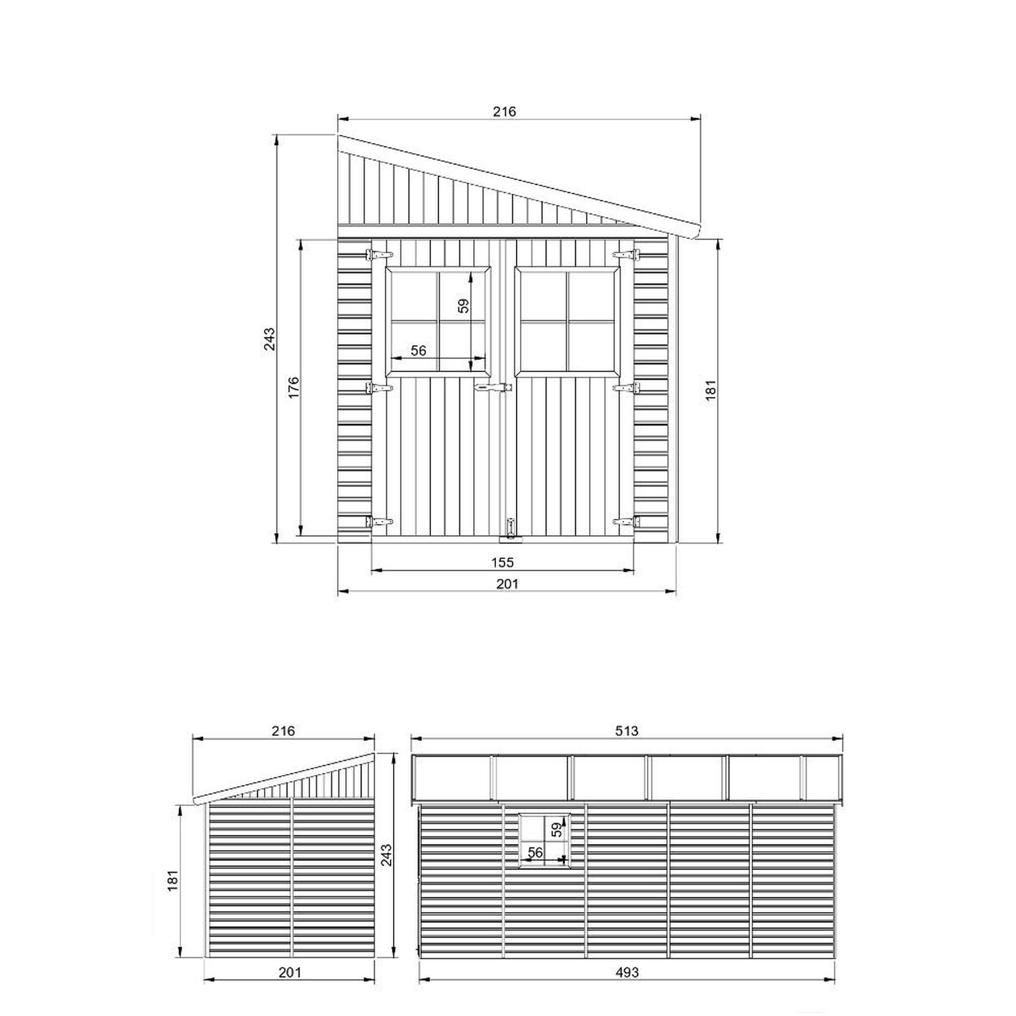 Voir la diapositive 6 : TIMBELA Abri de Jardin en Bois sans paroi latérale - 10 m2 M341