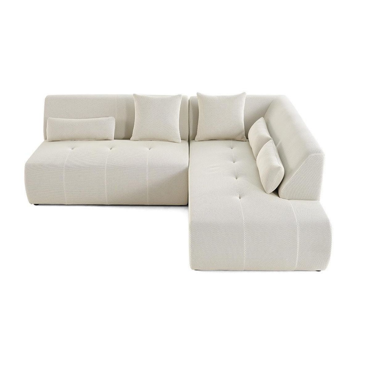 LISA DESIGN Onyx - canapé modulable d'angle droit 5 places - en tissu mailles 3d
