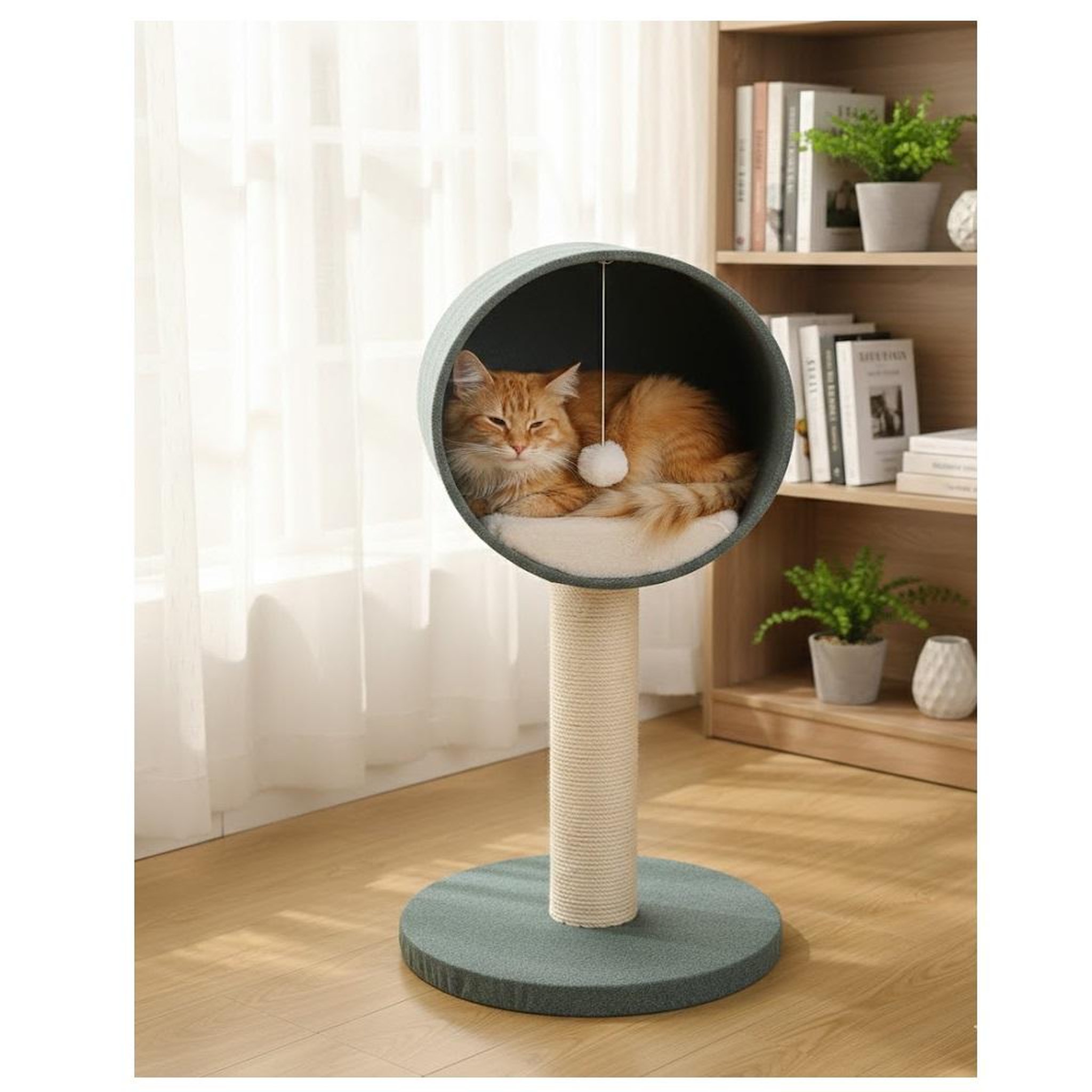 Voir la diapositive 3 : Eden Arbre griffoir pour chat avec cachette et jeu scandi