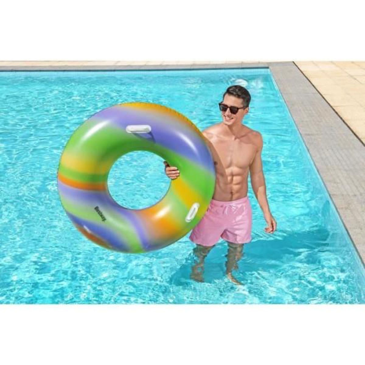 BESTWAY Bouée gonflable - BESTWAY - Rainbow - Diametre 119 cm - Multicolore - Pour enfants a partir de 6 ans
