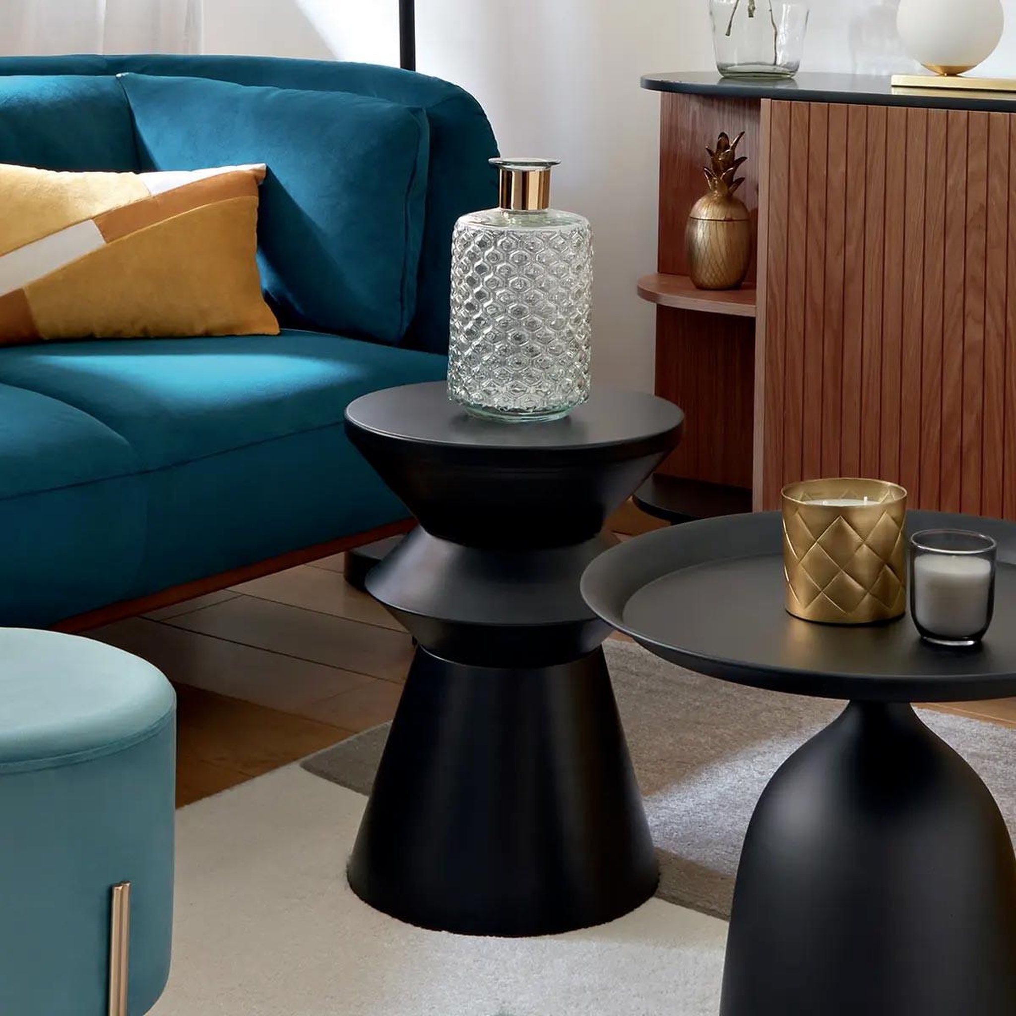 Voir la diapositive 2 : ATMOSPHERA Table à café ronde design  sohan  48cm noir