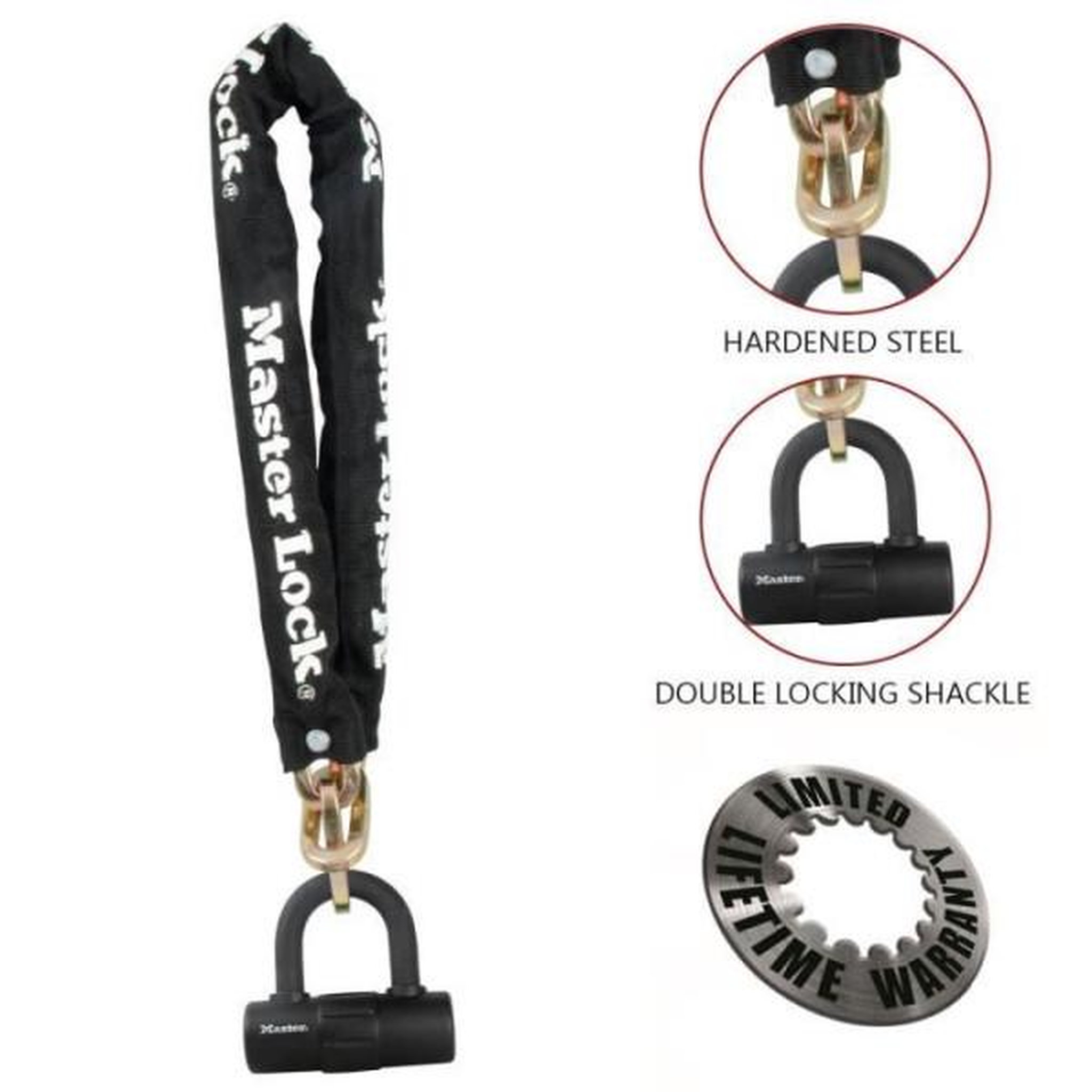 Voir la diapositive 2 : Master lock Master Lock Chaîne avec serrure Mini U Acier 90 cm x 10 mm 8234EURDPRO