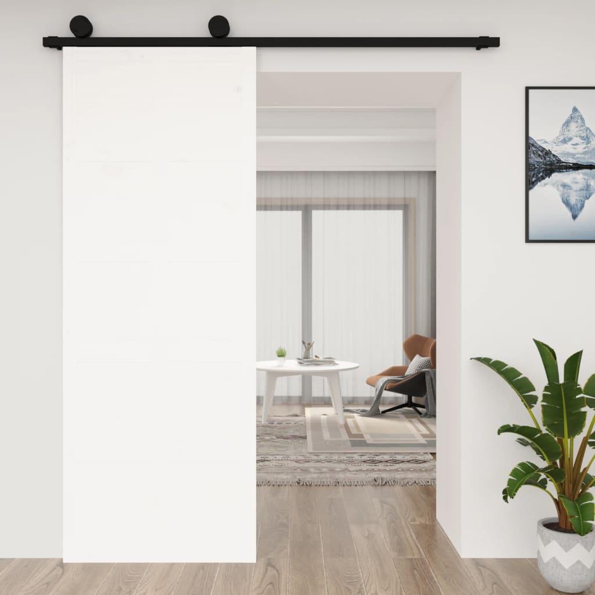 Voir la diapositive 1 : VIDAXL Porte de grange Blanc 80x1,8x214 cm Bois massif de pin