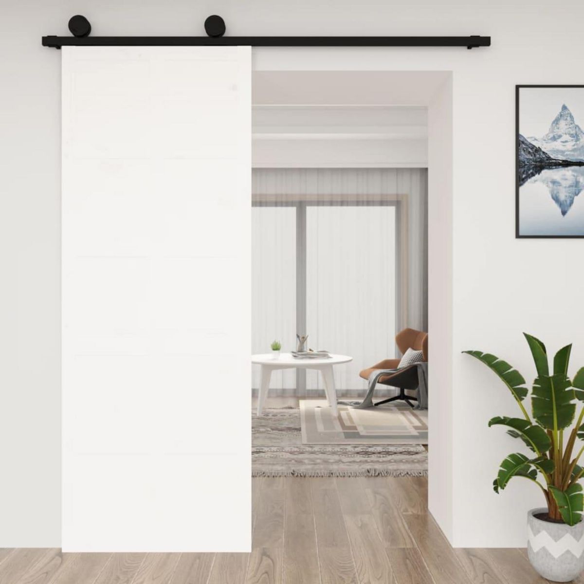 VIDAXL Porte de grange Blanc 80x1,8x214 cm Bois massif de pin