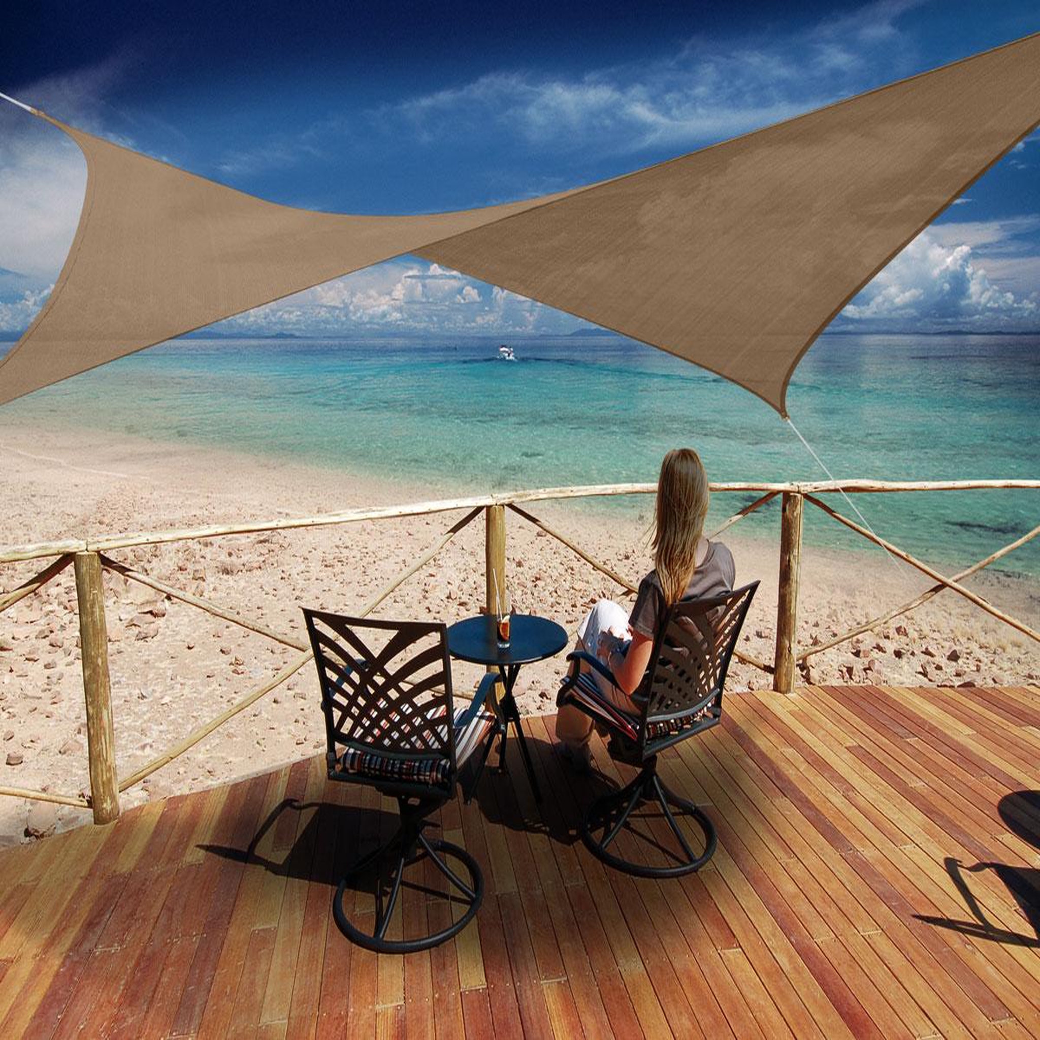 Jardiline Voile d'ombrage rectangulaire 4 x 3 m - austral - brun havane - jardiline