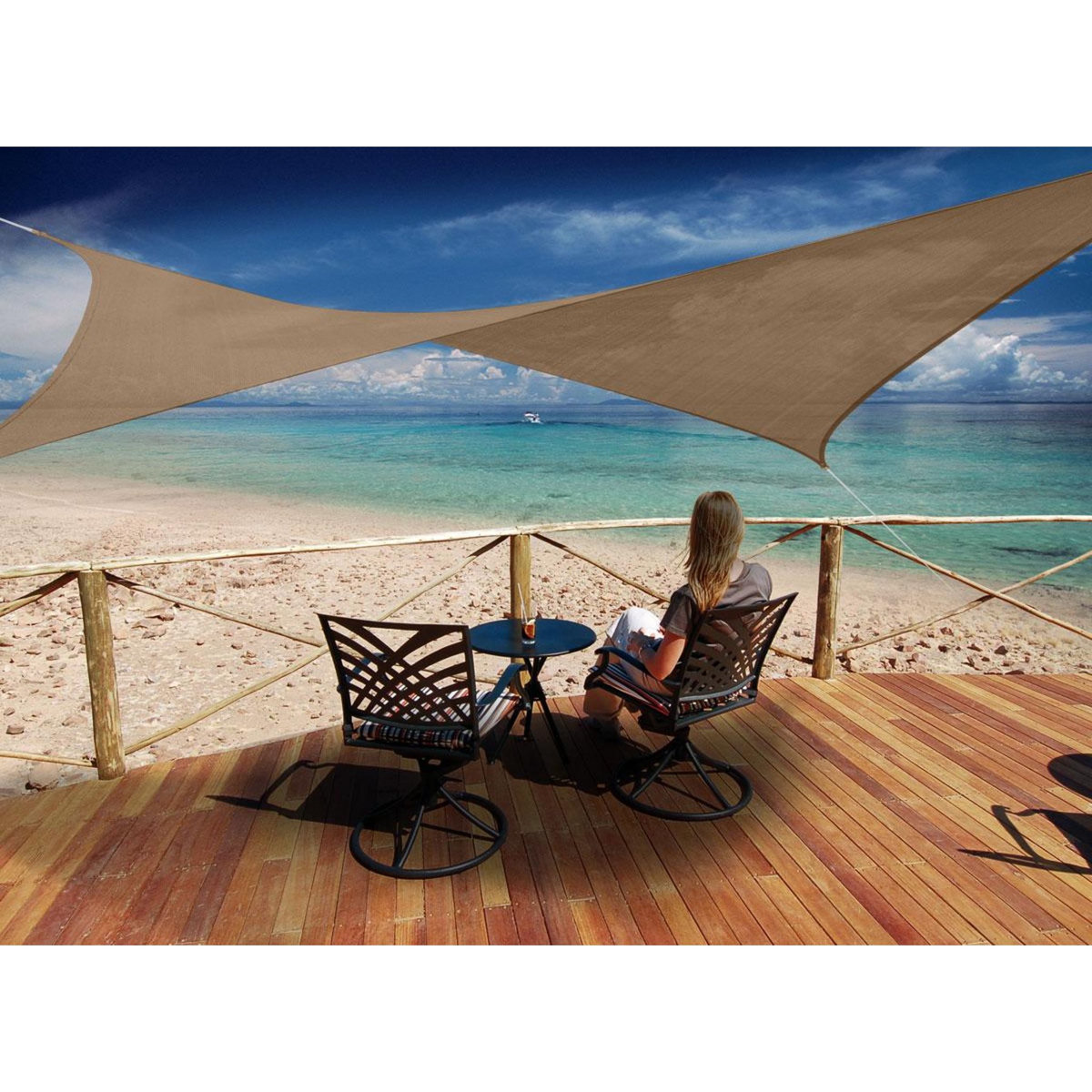 Jardiline Voile d'ombrage rectangulaire 4 x 3 m - Austral - Brun havane - Jardiline