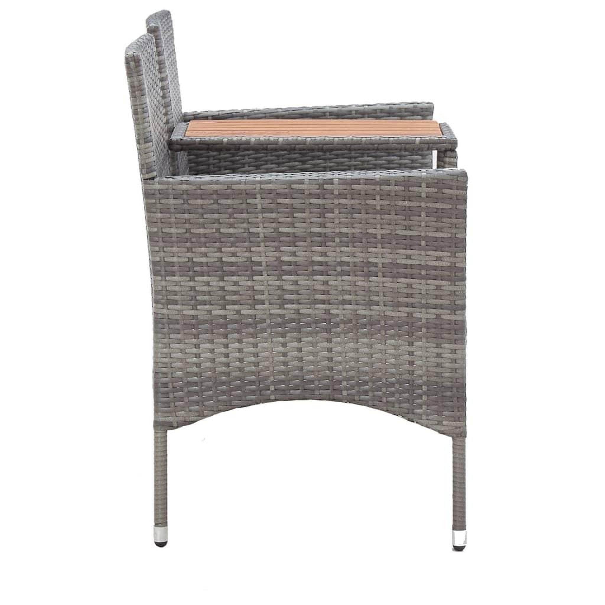 Voir la diapositive 3 : VIDAXL Banc de jardin 2 places et table a the 143 cm poly rotin gris