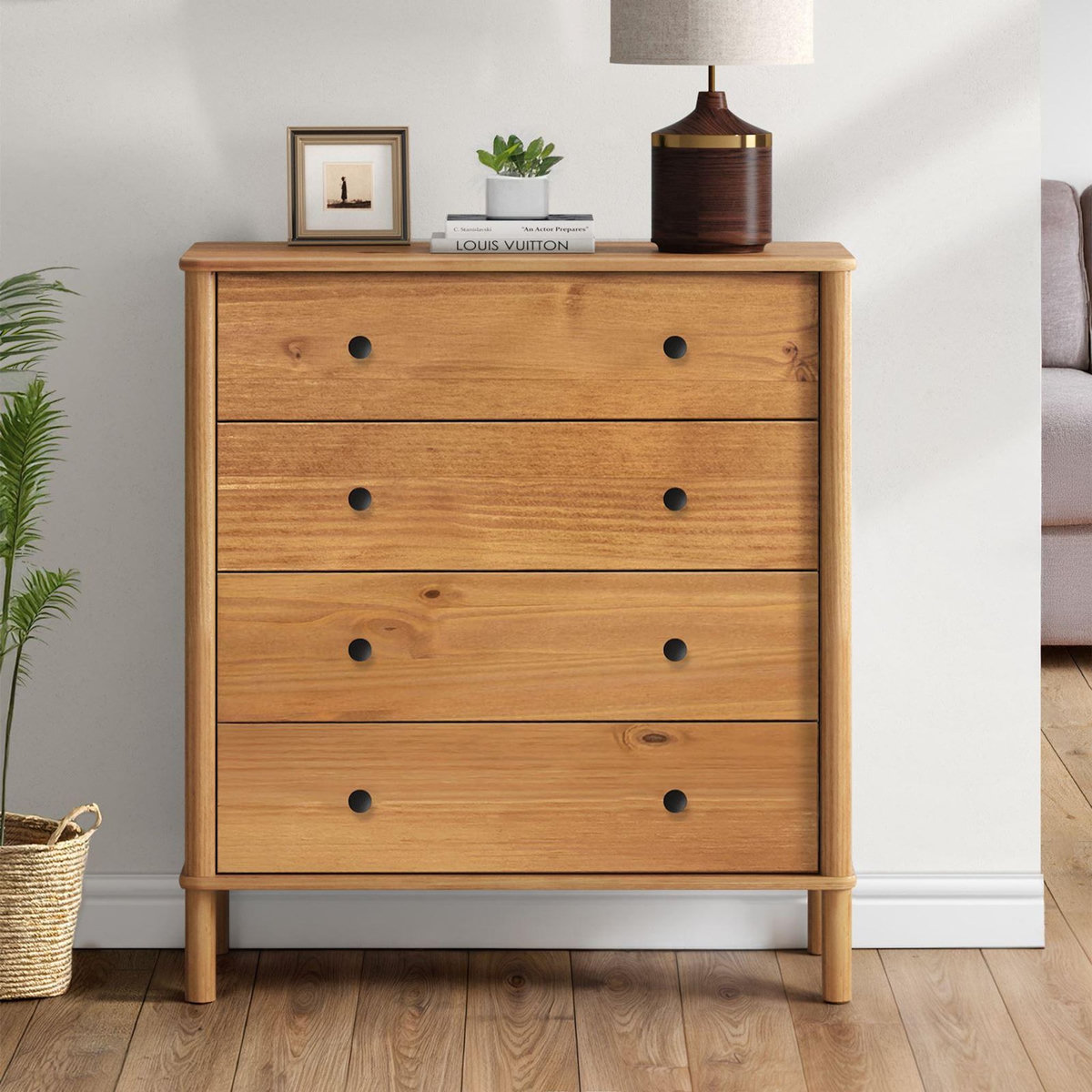 IDIMEX Commode APOANA 4 tiroirs en bois massif