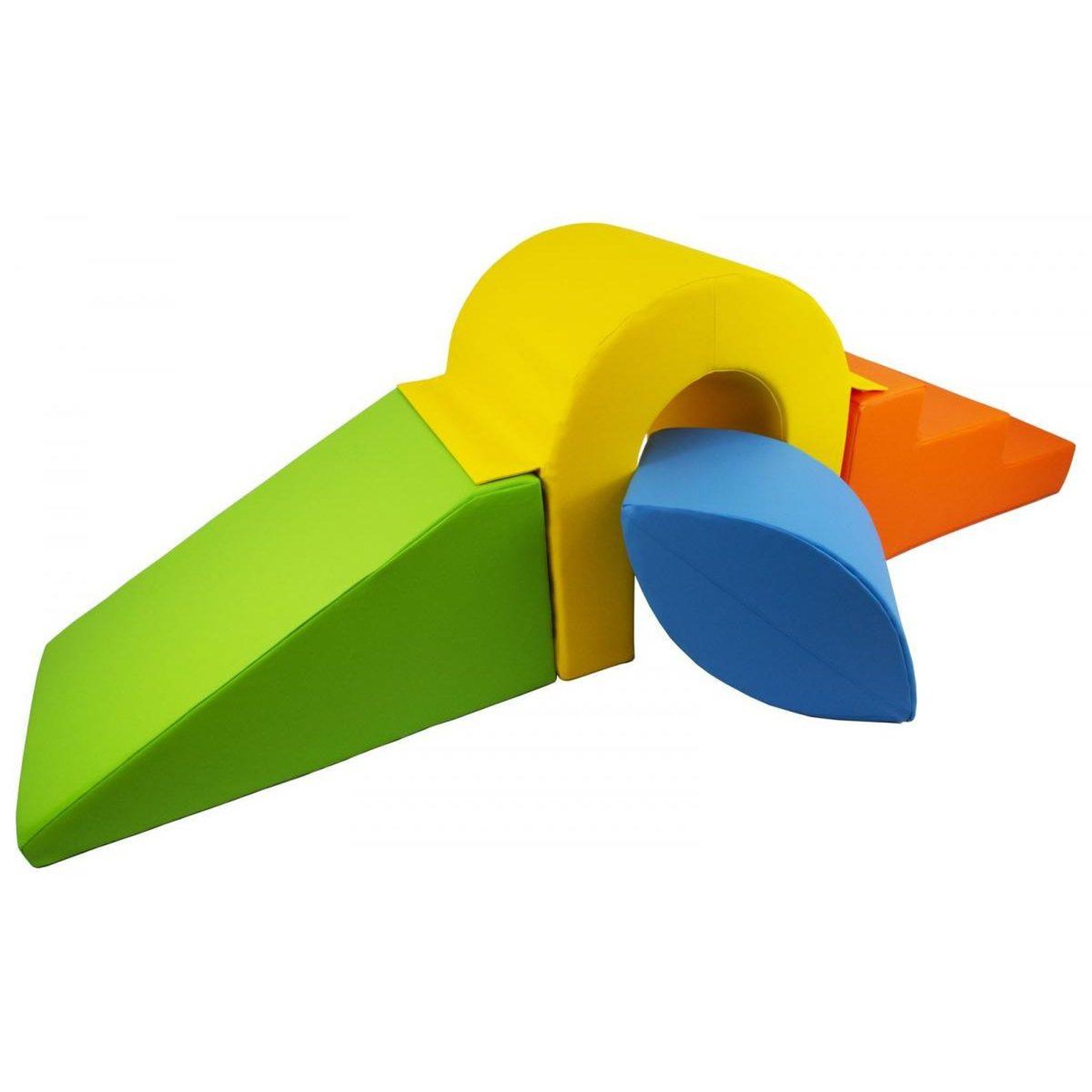 VELINDA Set de blocs en mousse 4 éléments avec petit pont jaune, vert, bleu, orange