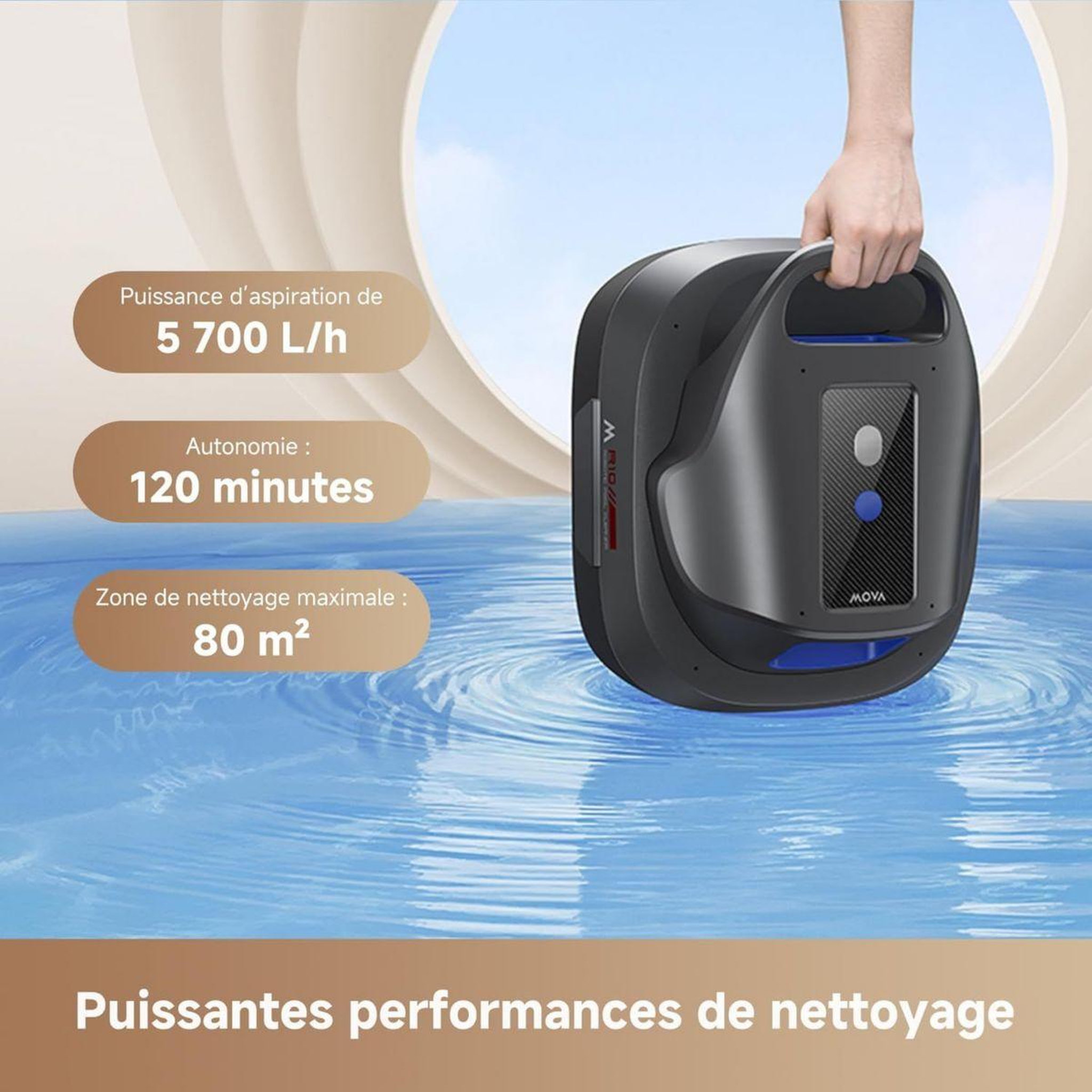 Voir la diapositive 4 : MOVA Robot piscine diver r10 sans fil - fond - bassin jusqu'à 80 m²