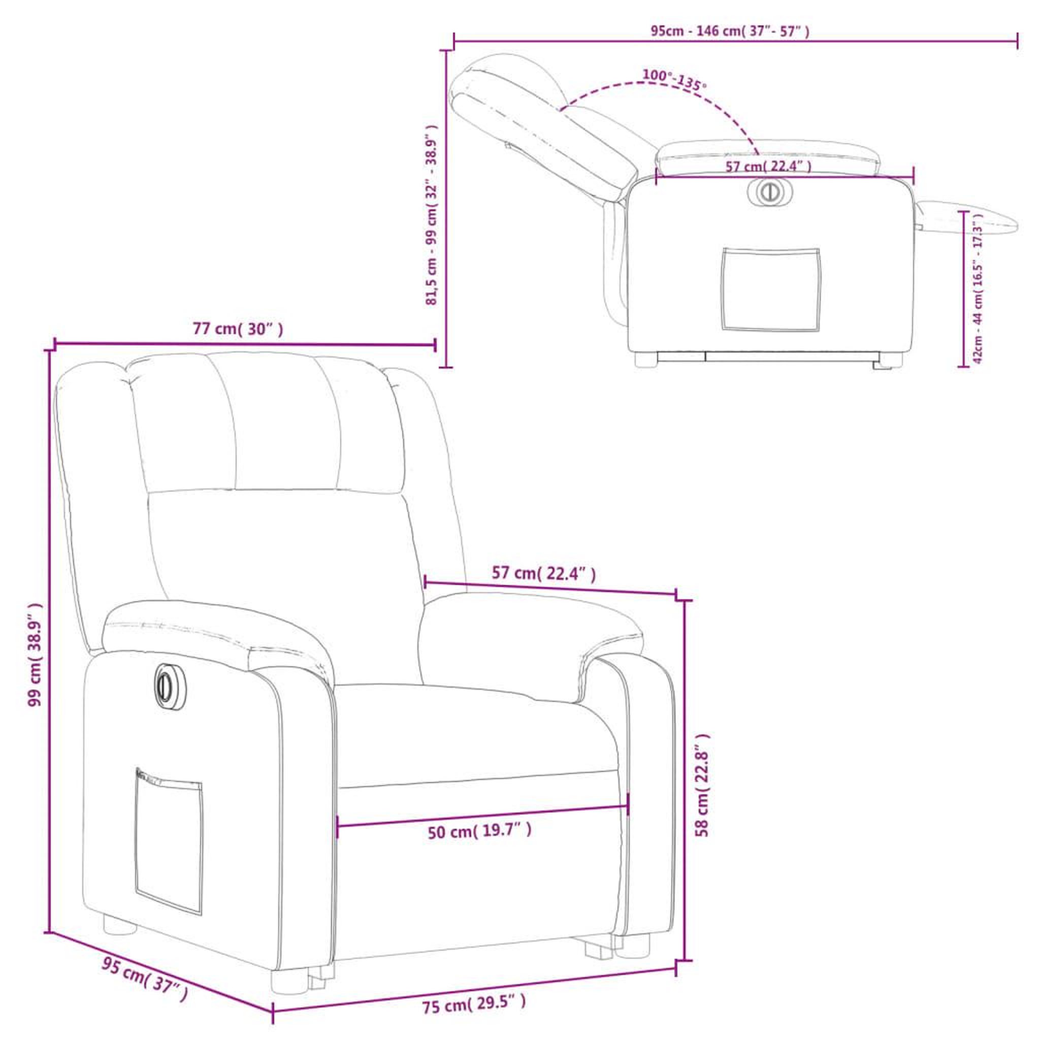 Voir la diapositive 6 : VIDAXL Fauteuil inclinable electrique gris fonce tissu
