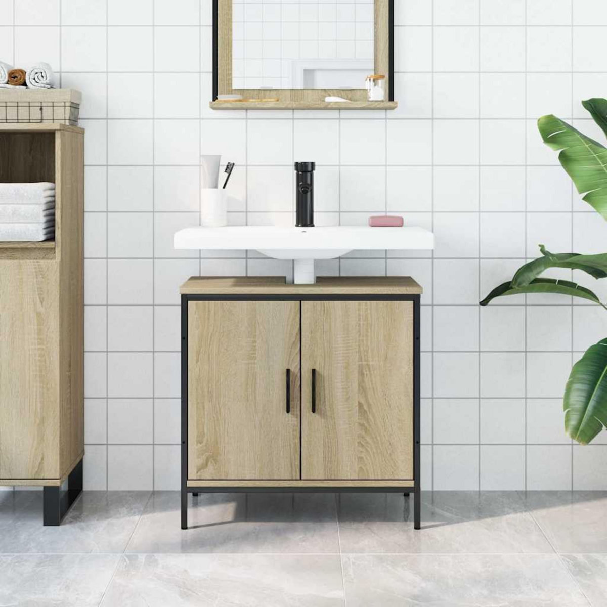 VIDAXL Armoire lavabo de salle de bain chene sonoma 60x30x60 cm