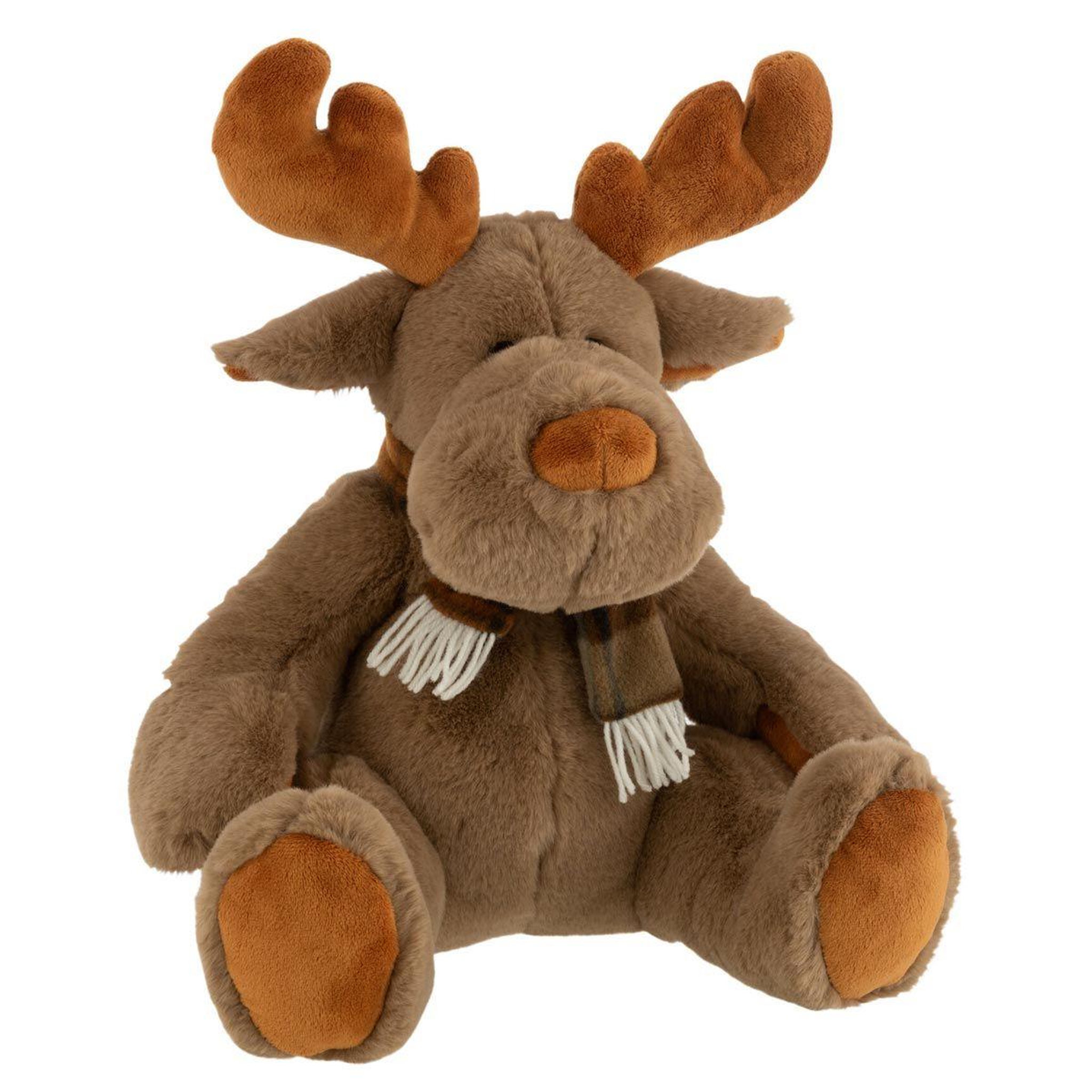 J-LINE Peluche enfant renne assis  prancer  28cm marron