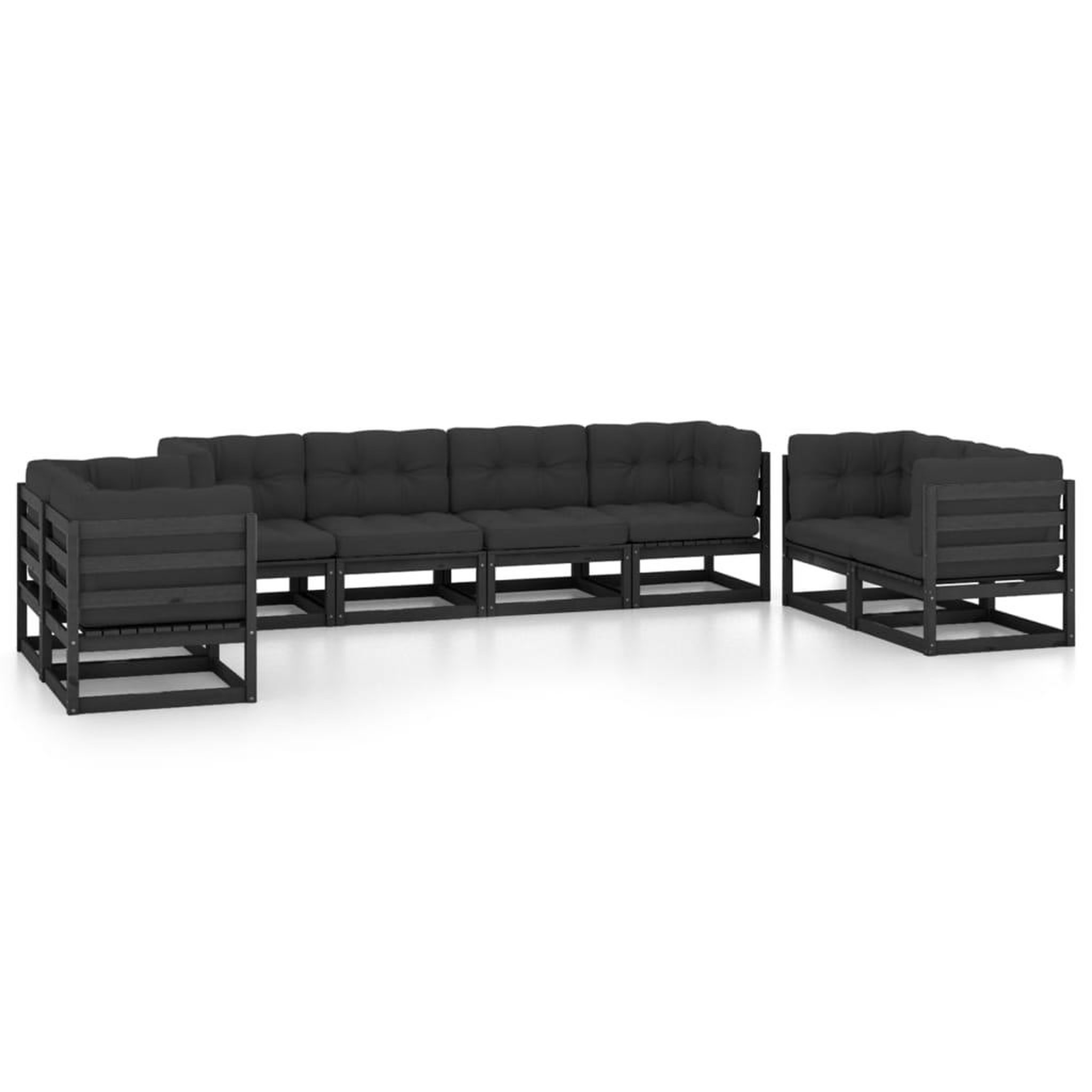 Voir la diapositive 2 : VIDAXL Salon de jardin 8 pcs avec coussins Bois de pin massif