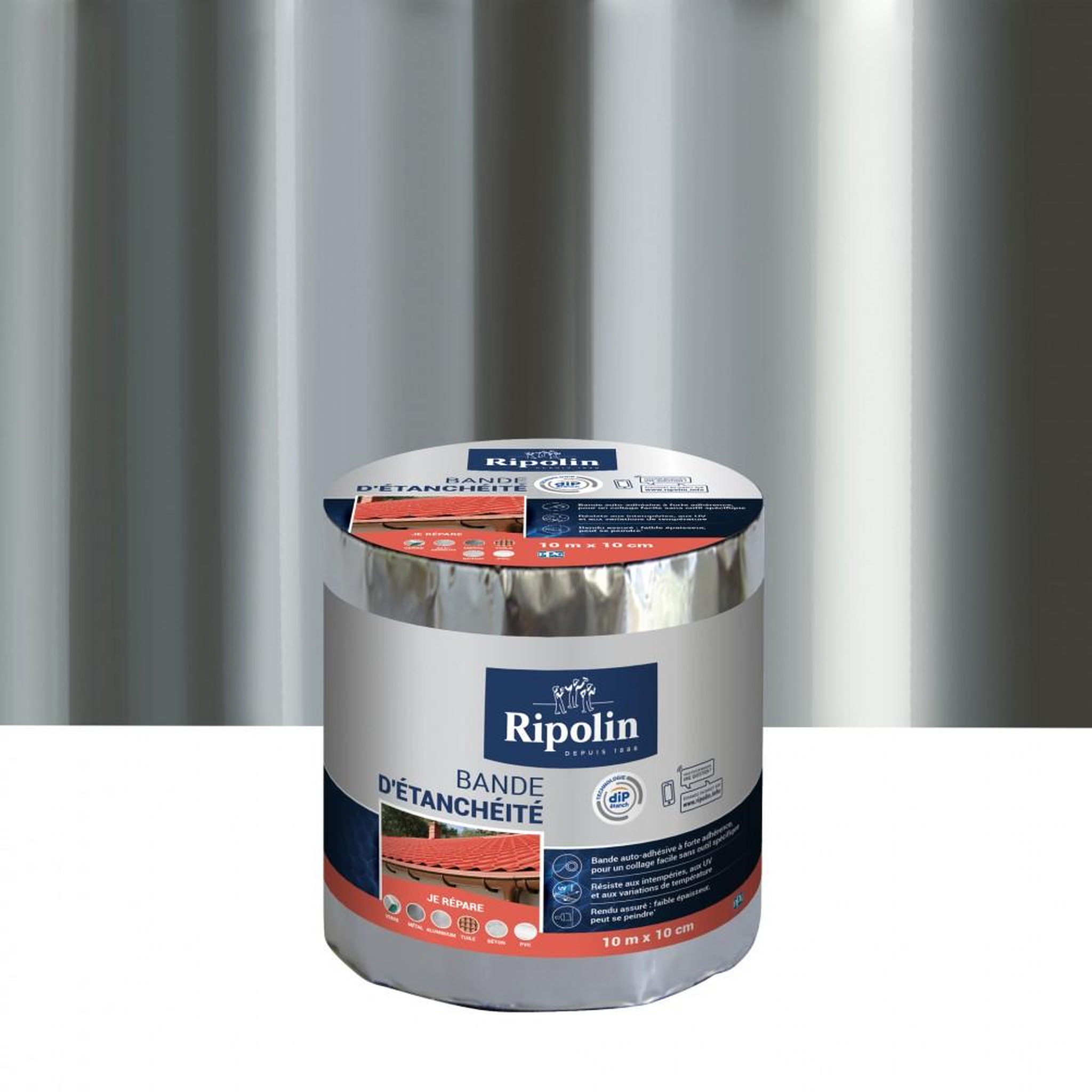 CENTRALE BRICO Bande d'étanchéité Adhésive ripolin, 10 m x 10 cm, aluminium