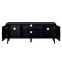 Voir la diapositive 3 : BEST MOBILIER Goto - meuble tv - noir et cannage - 2 portes et 2 niches - 140 cm