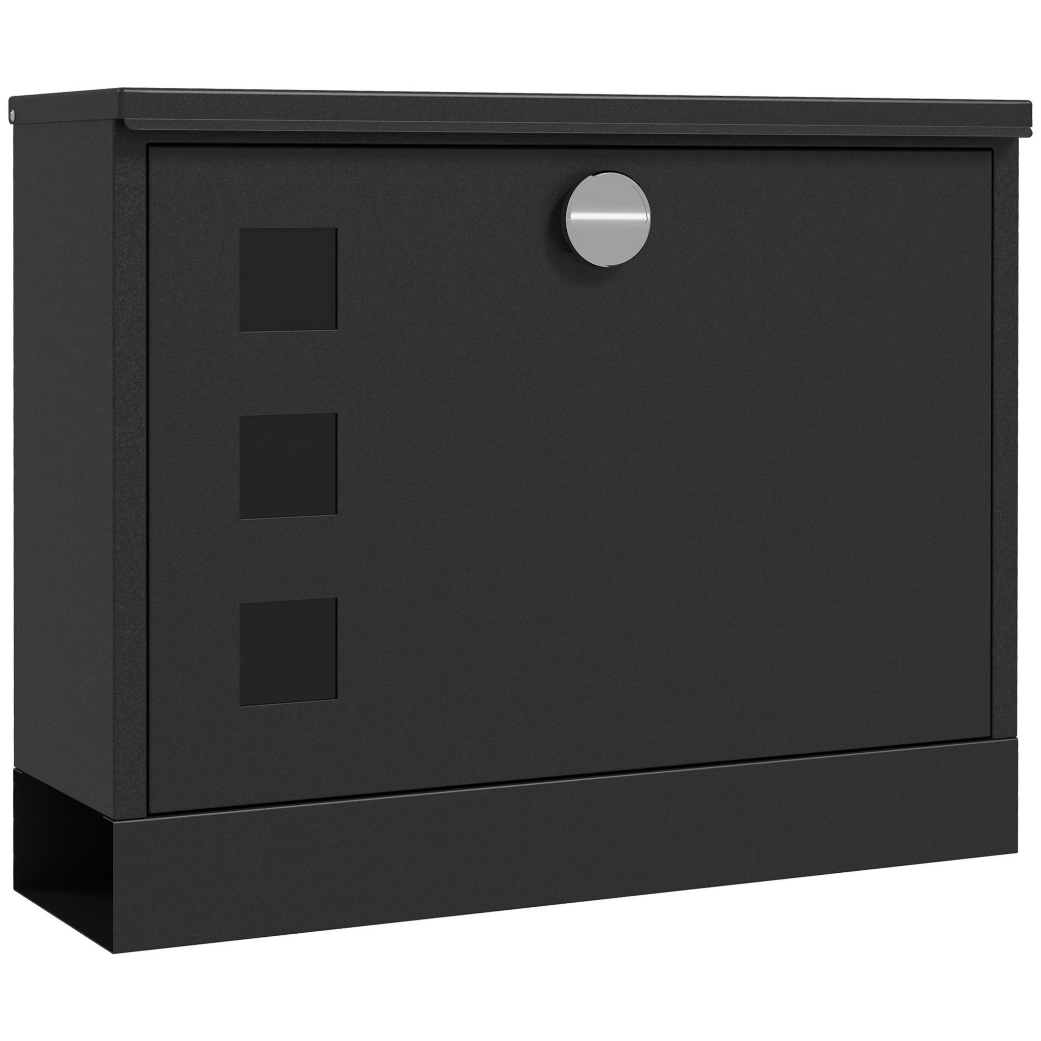 HOMCOM Boite aux lettres murale moderne en métal, boîte aux lettres extérieure verrouillable 2 clés fournis, avec matériel de Montage, 36,5 x 11,5 x 29 cm, gris anthracite
