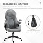 Voir la diapositive 5 : VINSETTO Fauteuil de bureau chaise de bureau ergonomique hauteur réglable pivotant 360° accoudoirs relevables tissu gris clair