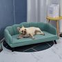 Voir la diapositive 2 : PAWHUT Canapé chien lit pour chien chat design contemporain coquillage dim. 98L x 60l x 35H cm coussin moelleux velours vert