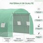 Voir la diapositive 5 : OUTSUNNY Serre tunnel 9 m² dim. 3 x 3 x 2 m - porte enroulable zippée, 6 fenêtres - acier galvanisé PE haute densité vert