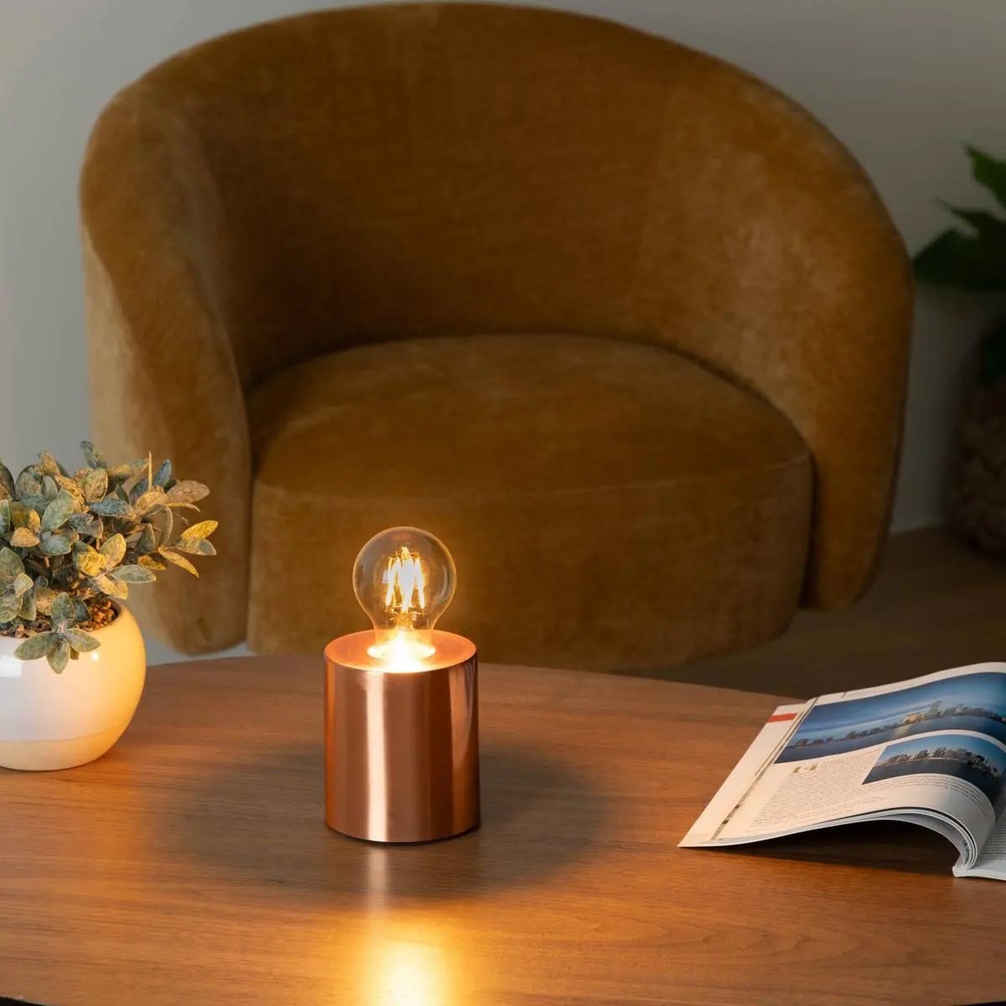Voir la diapositive 2 : ATMOSPHERA Lampe à poser  tube  10cm cuivre