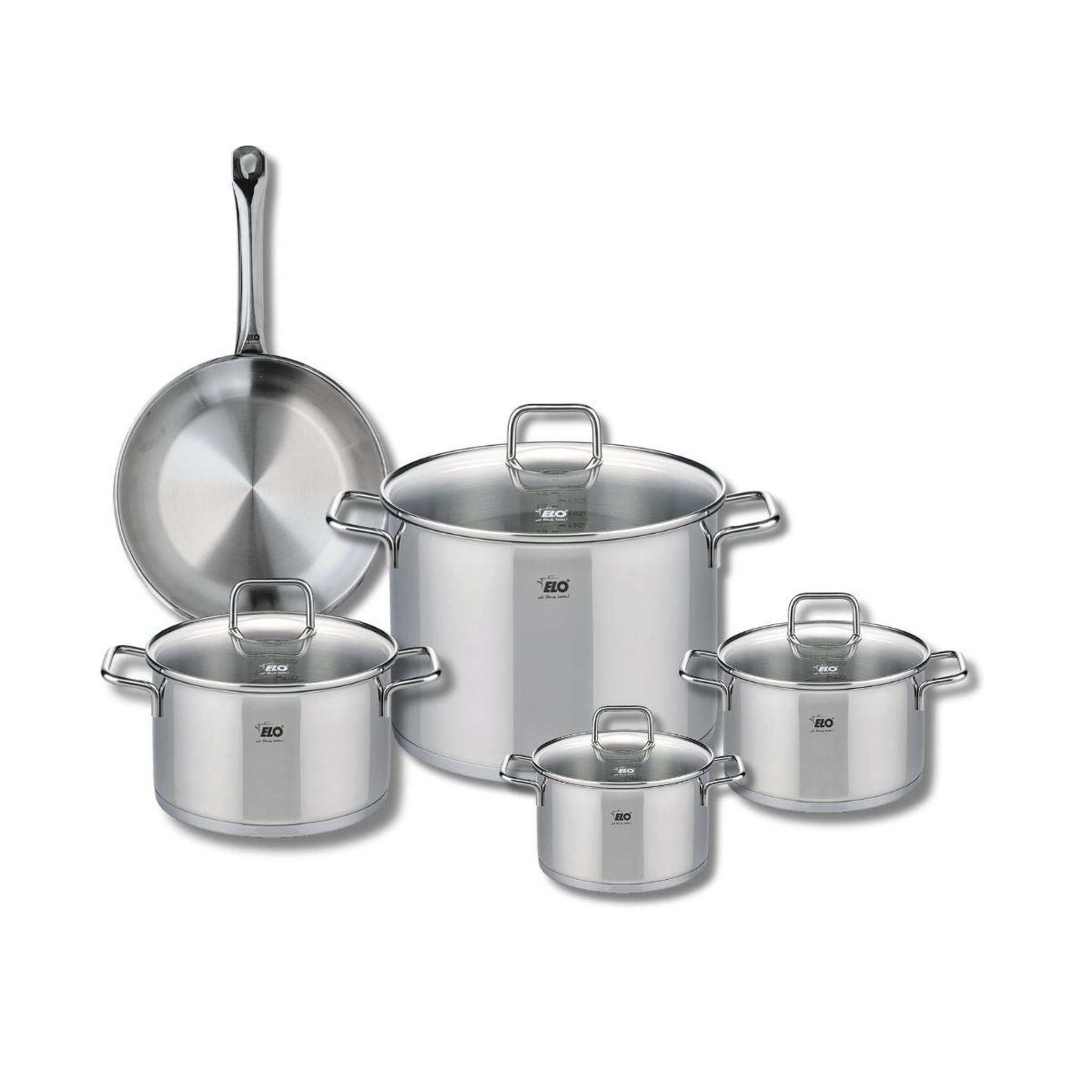 ELO Ensemble de 1 poêle de cuisson 24 cm et 4 faitouts 14, 16, 20 et 26 cm elo profi citrin