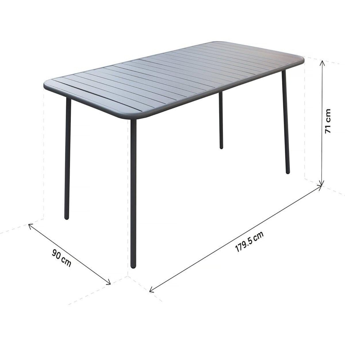 Habitat et Jardin Table jardin en métal  Bilbao  - 180 x 90 x 71 cm - Gris