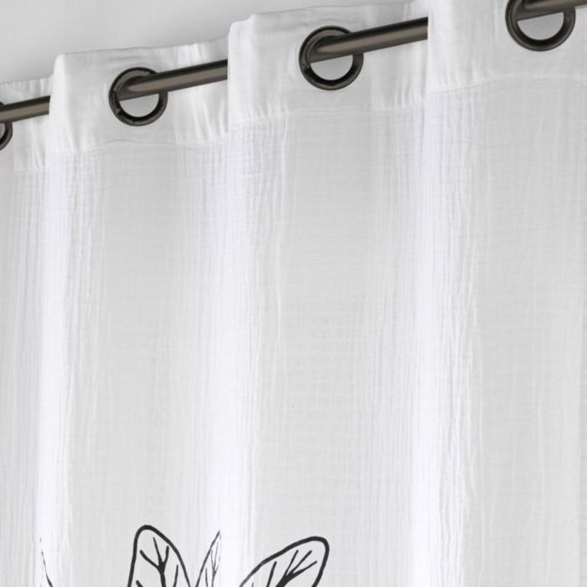 Paris Prix Rideau à Œillets en Gaze de Coton  Oasia  140x240cm Blanc & Camel