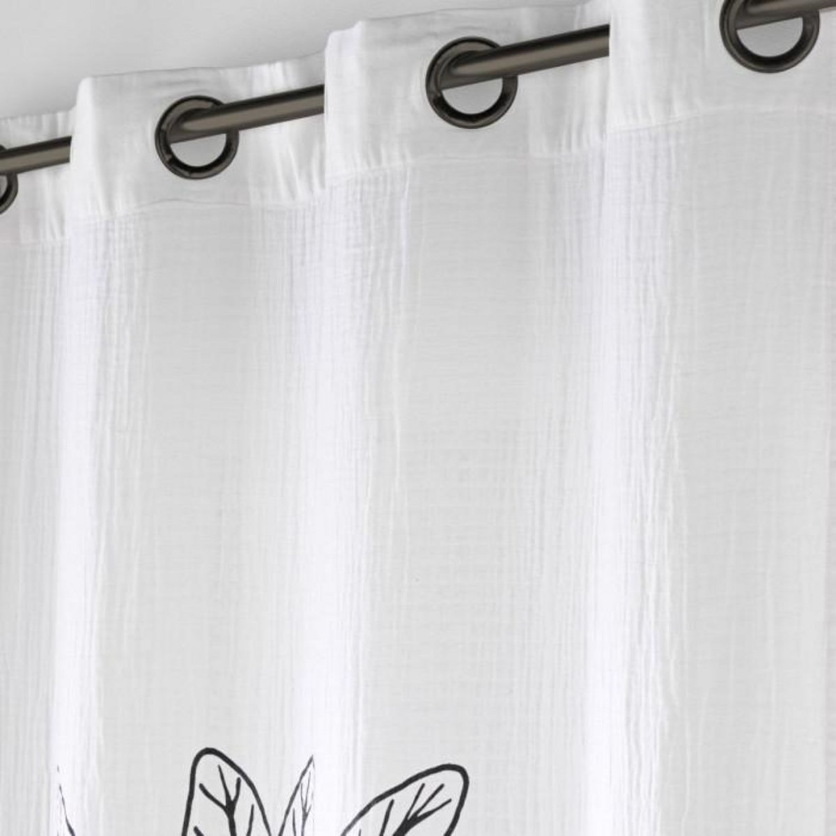 Paris Prix Rideau à Œillets en Gaze de Coton  Oasia  140x240cm Blanc & Camel