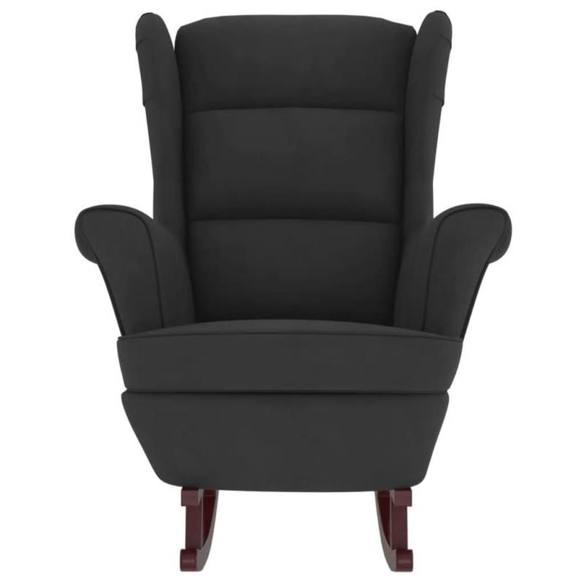Voir la diapositive 5 : VIDAXL Chaise à bascule avec pieds en bois et tabouret Noir Velours