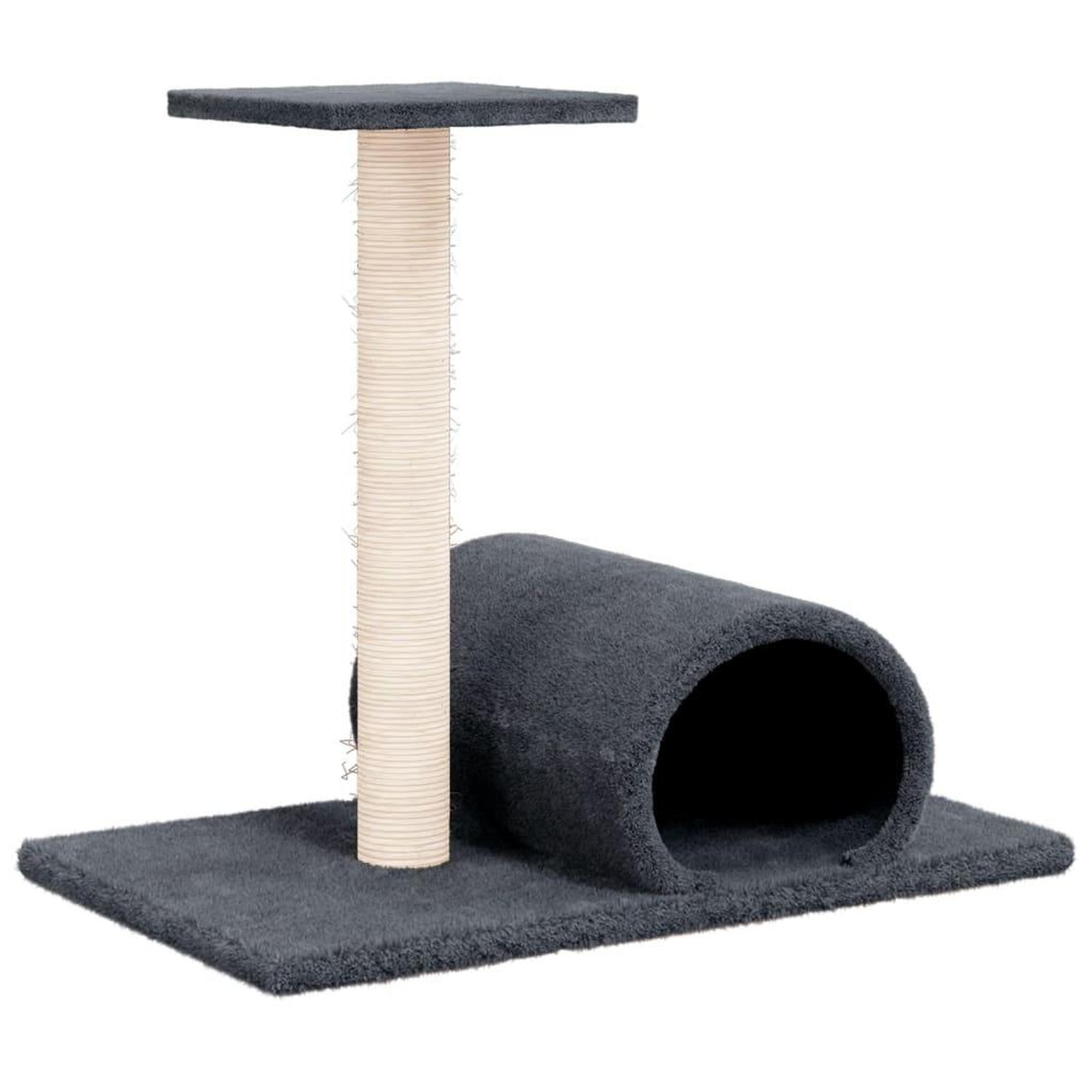 Voir la diapositive 2 : VIDAXL Arbre a chat avec tunnel Gris fonce 60x34,5x50 cm