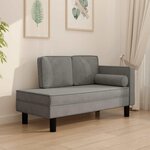 VIDAXL Chaise longue avec coussins et traversin gris clair velours