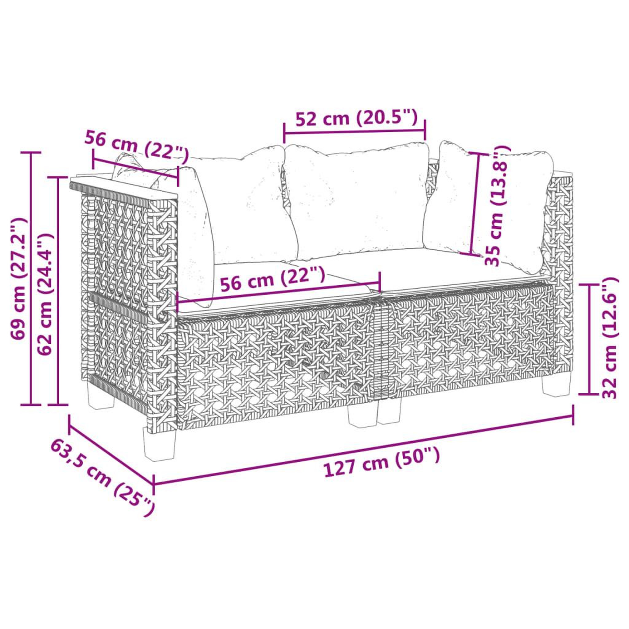Voir la diapositive 6 : VIDAXL Canapes d'angle de jardin et coussins 2 pcs gris resine tressee