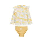 Petit Béguin Maillot de bain bébé 2 pièces t-shirt de protection UV et culotte Porticcio. Coloris disponibles : Jaune