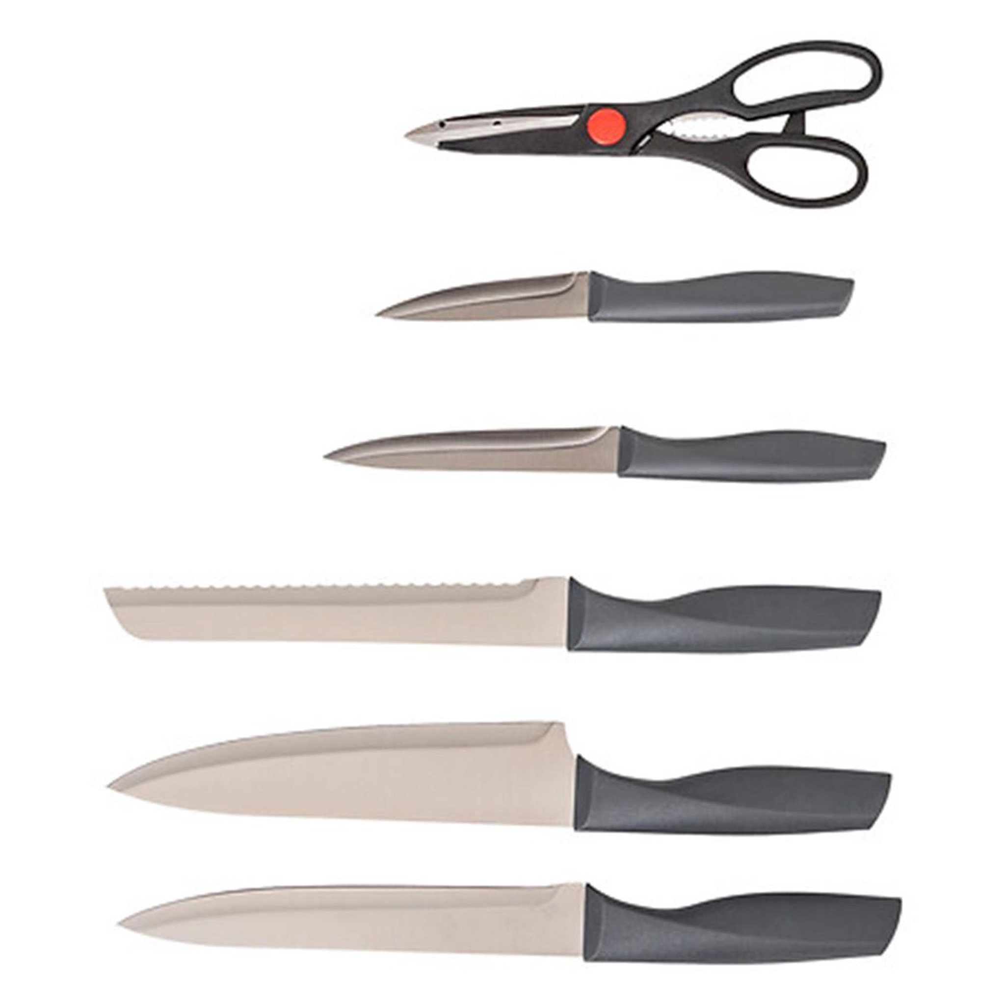 Voir la diapositive 2 : FIVE Bloc 5 couteaux avec ciseaux  néo  36cm gris