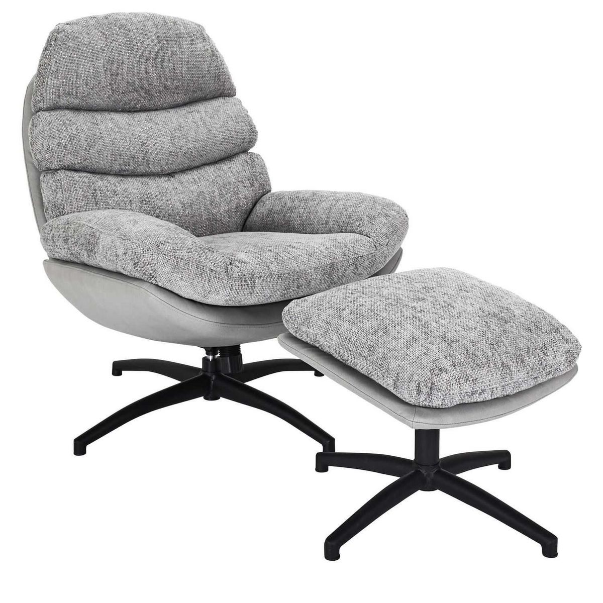 The Home Deco Factory Fauteuil relax Horten avec repose pieds - Gris