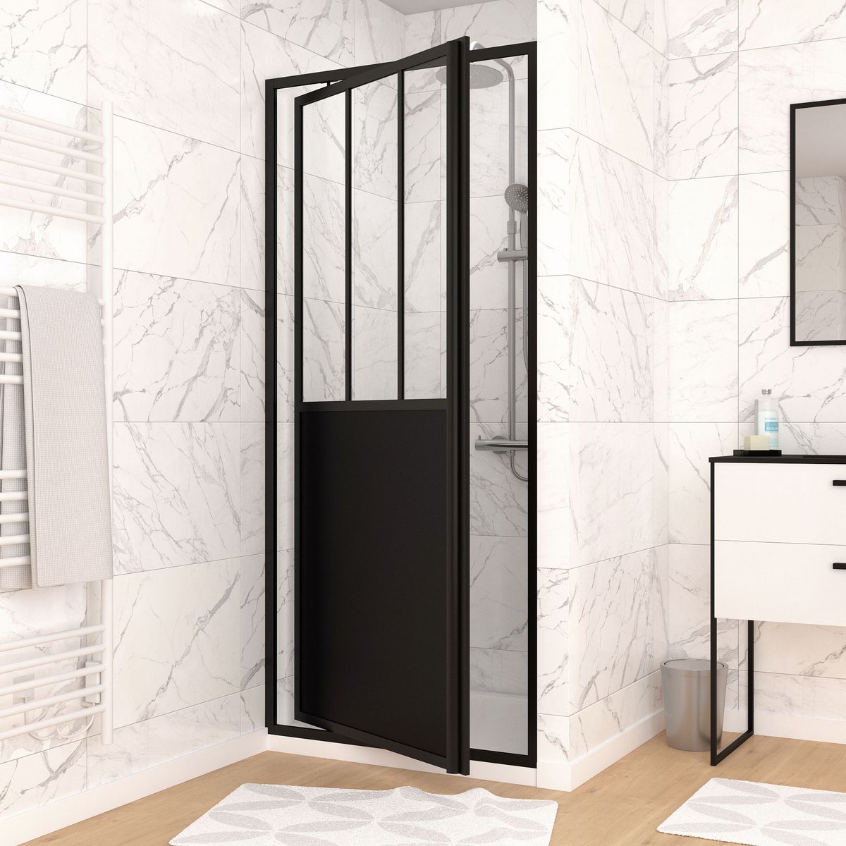 Aurlane Porte de douche FABRIK 90 PIVOTANTE 90 X 200 X 6 cm