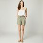 Voir la diapositive 1 : INEXTENSO Short viscose vert kaki femme
