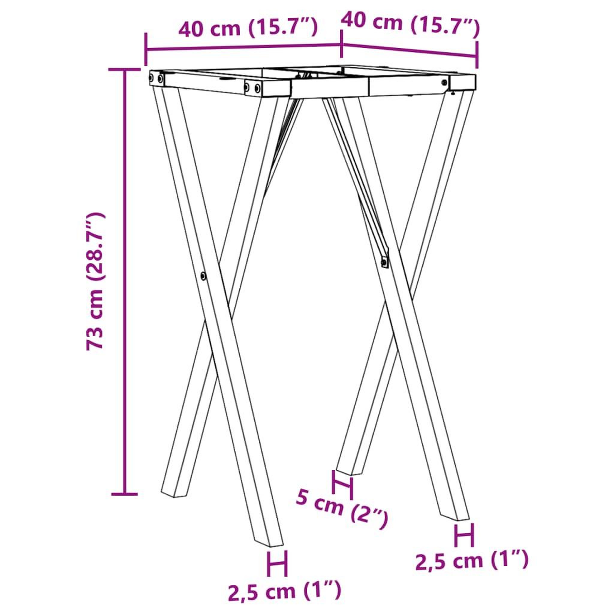 Voir la diapositive 6 : VIDAXL Pieds de table a manger cadre en X 40x40x73 cm acier