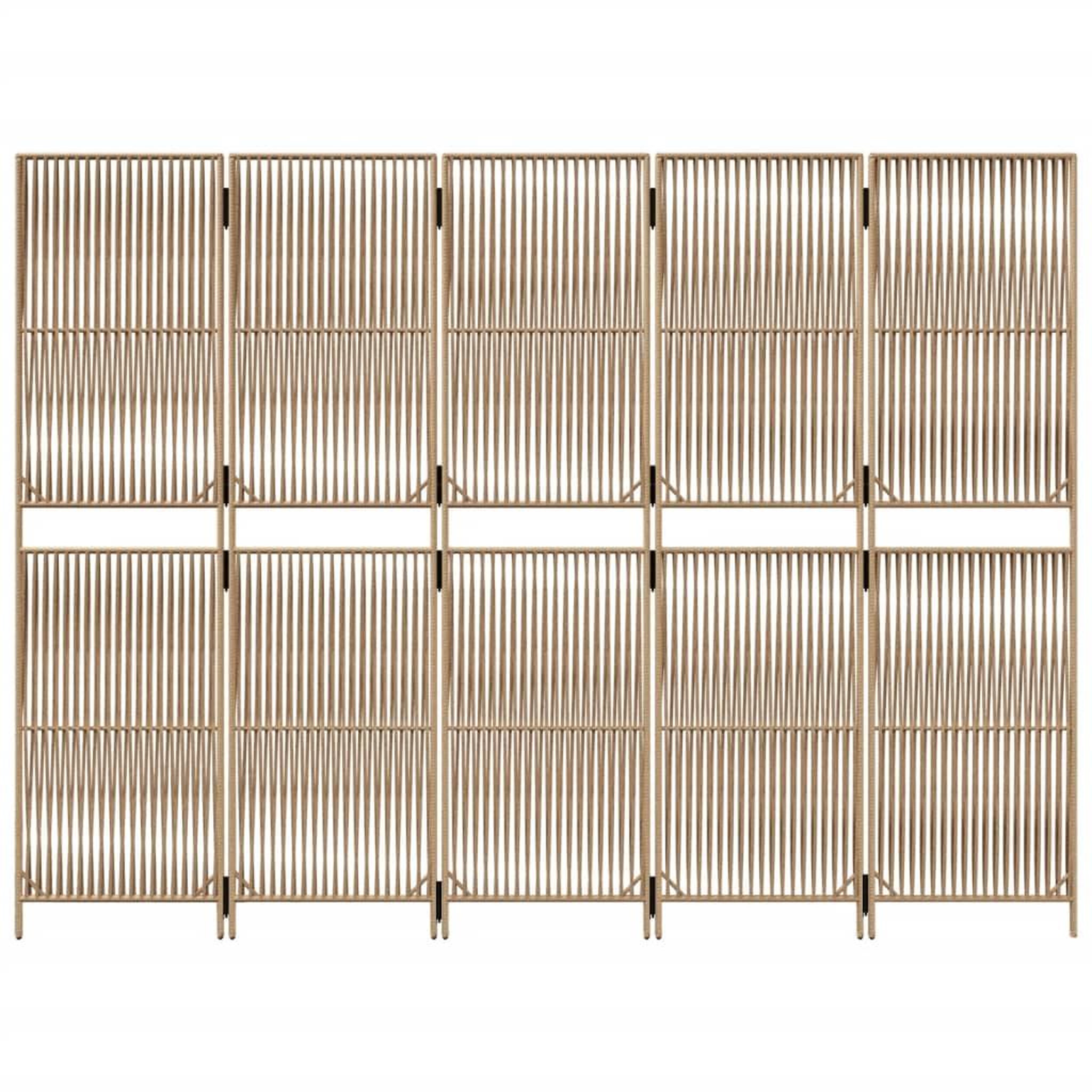 Voir la diapositive 5 : VIDAXL Cloison de separation 5 panneaux beige resine tressee
