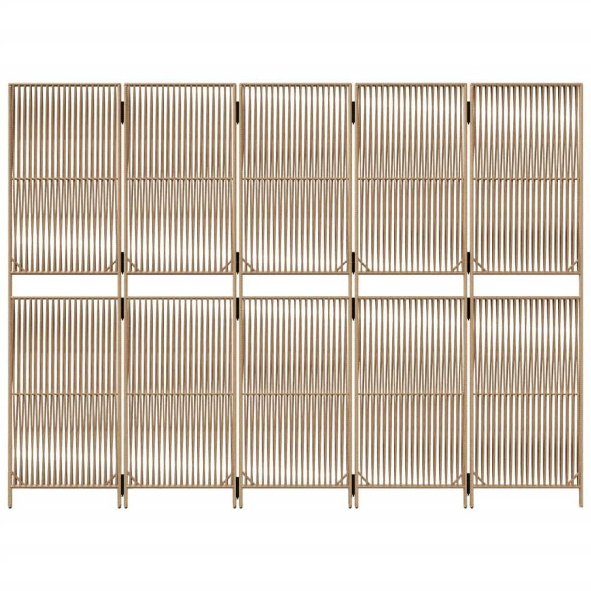 VIDAXL Cloison de separation 5 panneaux beige resine tressee