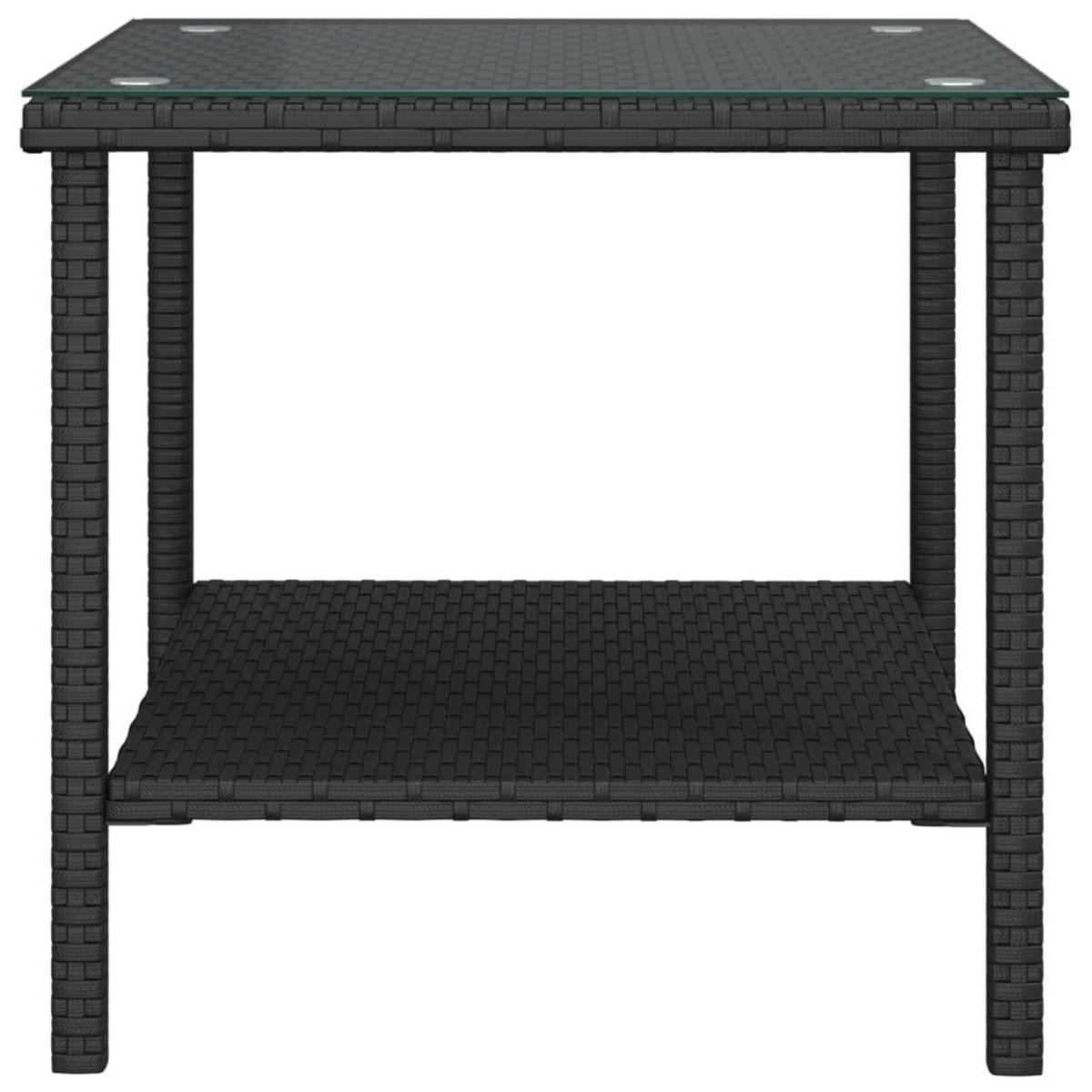 VIDAXL Table d'appoint noir 45x45x45 cm poly rotin et verre trempe