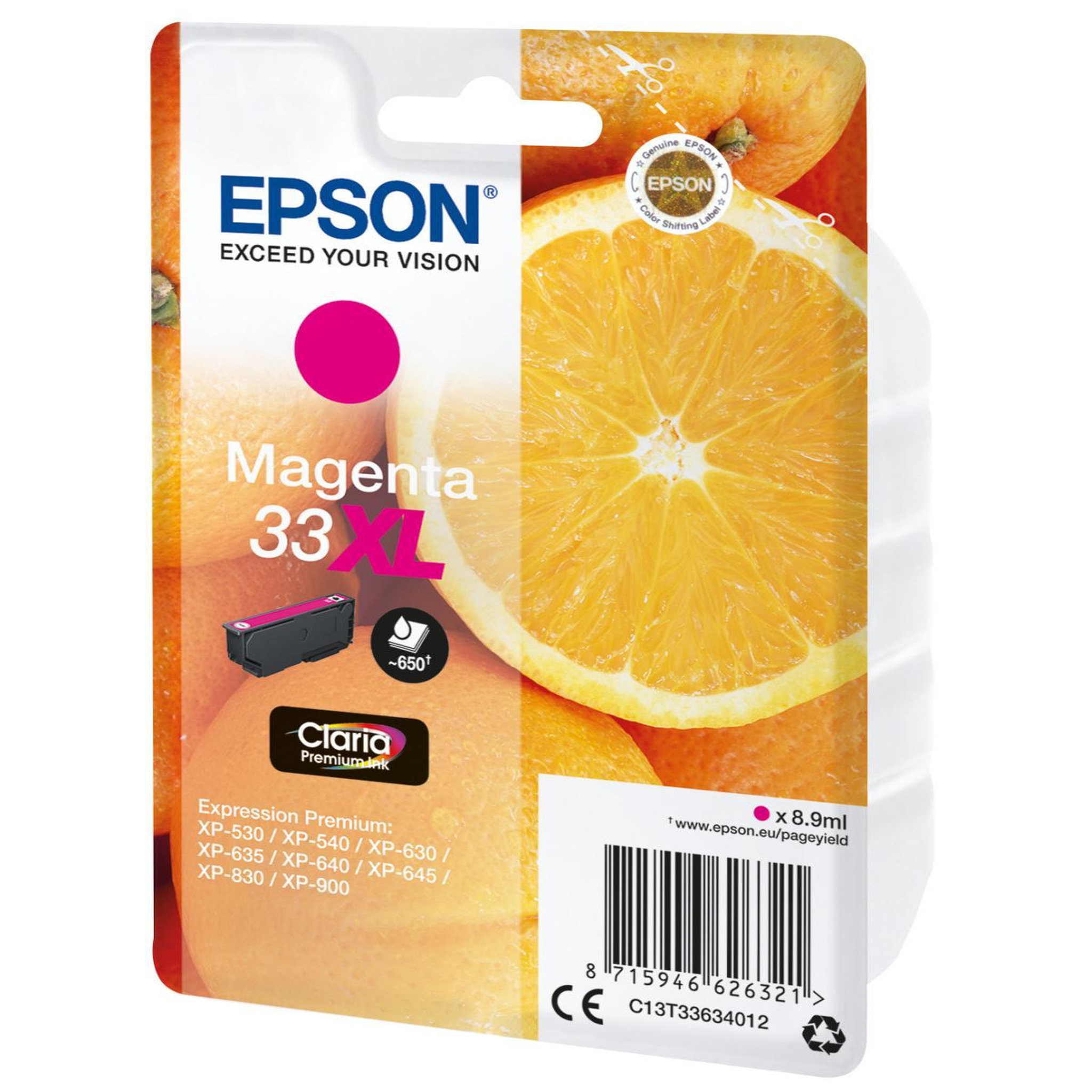 Voir la diapositive 3 : Epson Cartouche d'encre T3363 Magenta XL Premium Série Orange