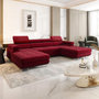Voir la diapositive 2 : BEST MOBILIER Ayden - canapé panoramique en u 7 places convertible avec coffre et têtières réglables en tissu