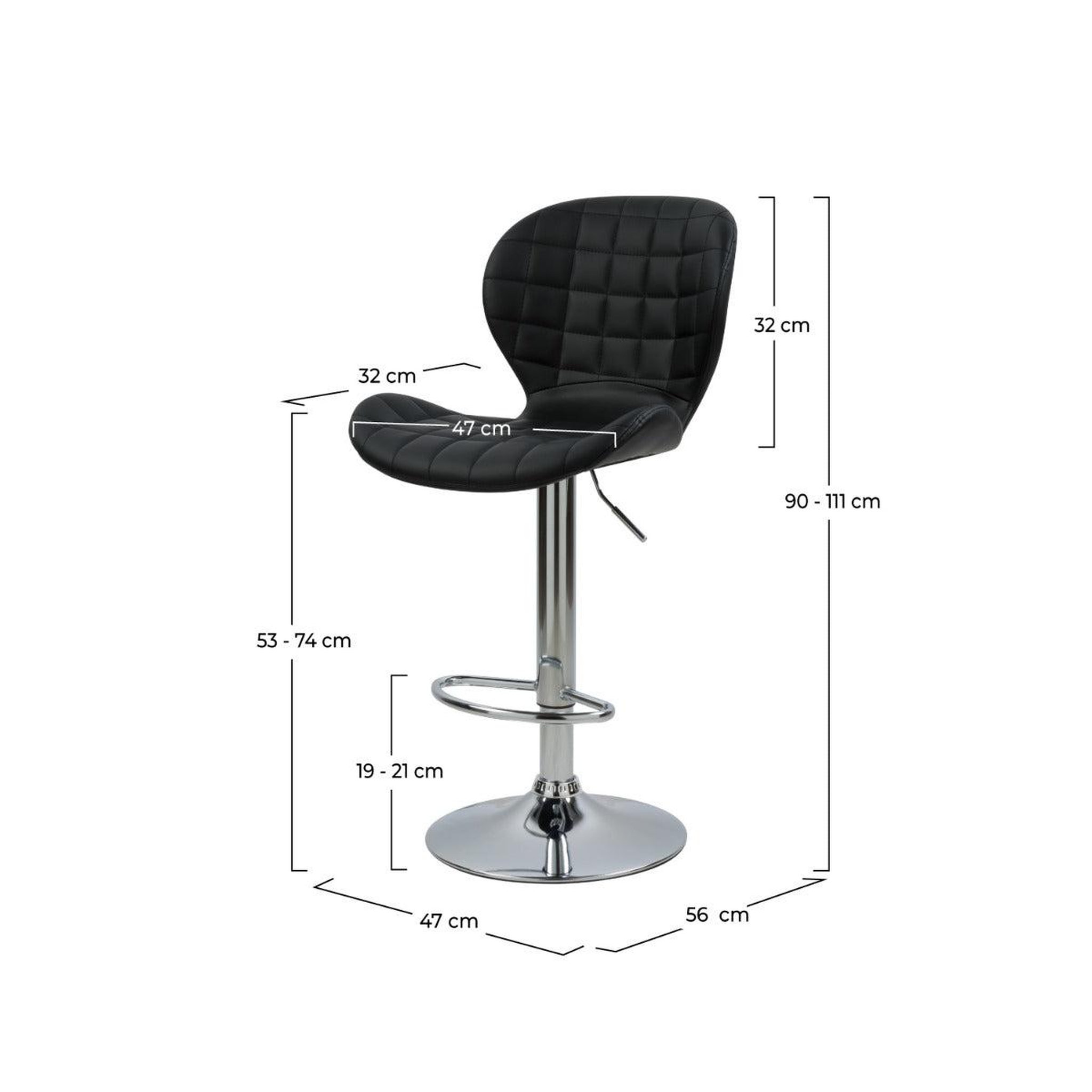Voir la diapositive 4 : MAISON PAVANE Lot de 2 chaises de bar réglables 53/74 cm en cuir synthétique noir-mazzia